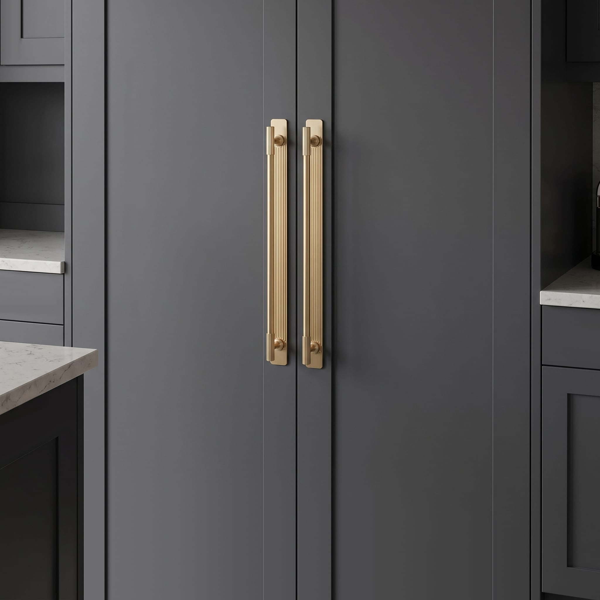 Goo-Ki 2 Pack Striped Cabinet Pull Retro Brass Cabinet Handles Knobs with Back Plate