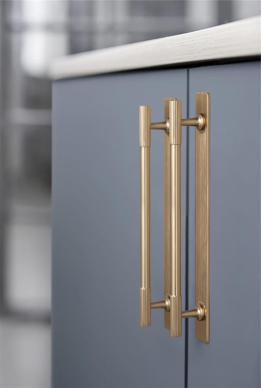 Goo-Ki 2 Pack Striped Cabinet Pull Retro Brass Cabinet Handles Knobs with Back Plate