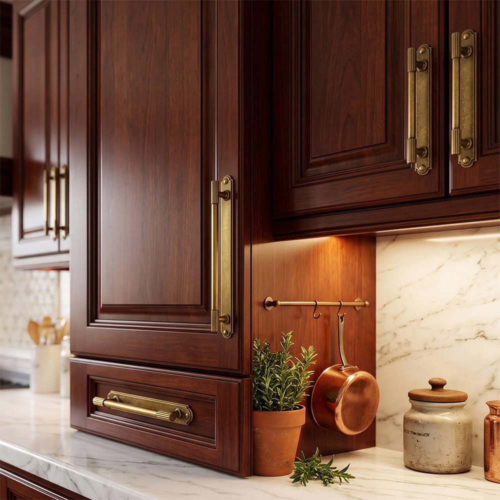 Goo-Ki 2 Pack Striped Cabinet Pull Retro Brass Cabinet Handles Knobs with Back Plate