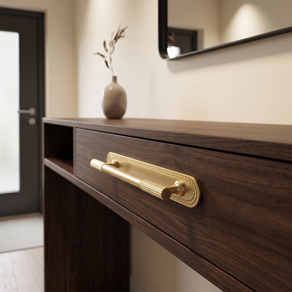 Goo-Ki 2 Pack Striped Cabinet Pull Retro Brass Cabinet Handles Knobs with Back Plate