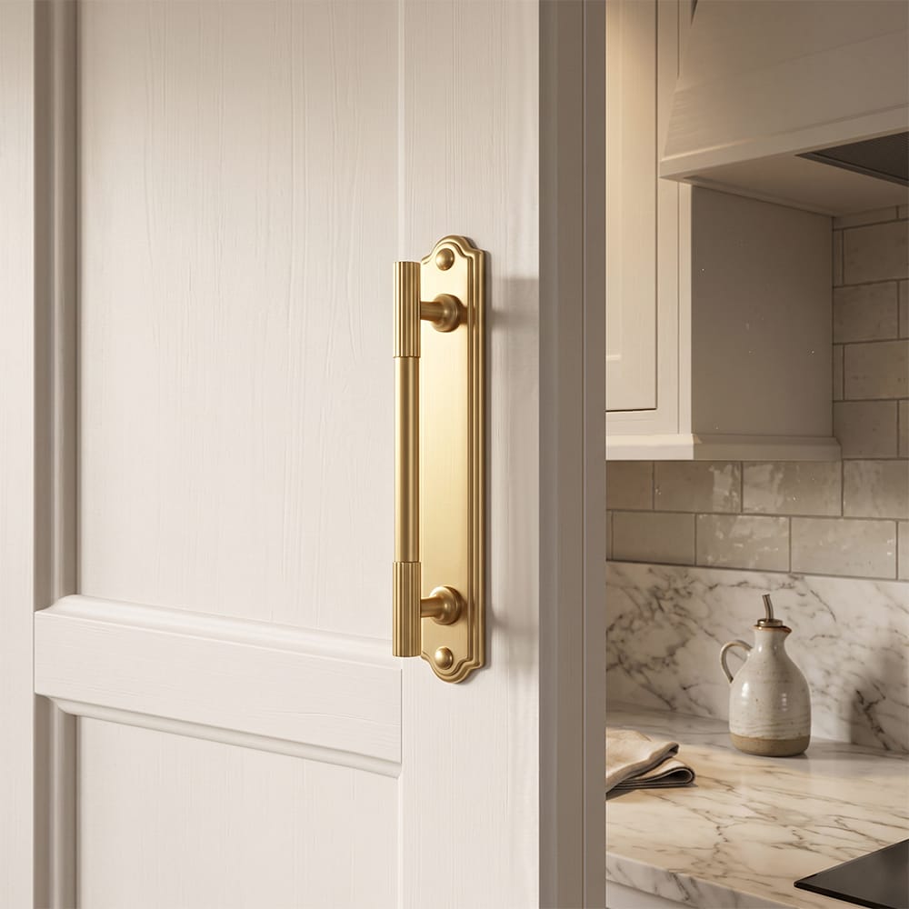 Goo-Ki 2 Pack Striped Cabinet Pull Retro Brass Cabinet Handles Knobs with Back Plate
