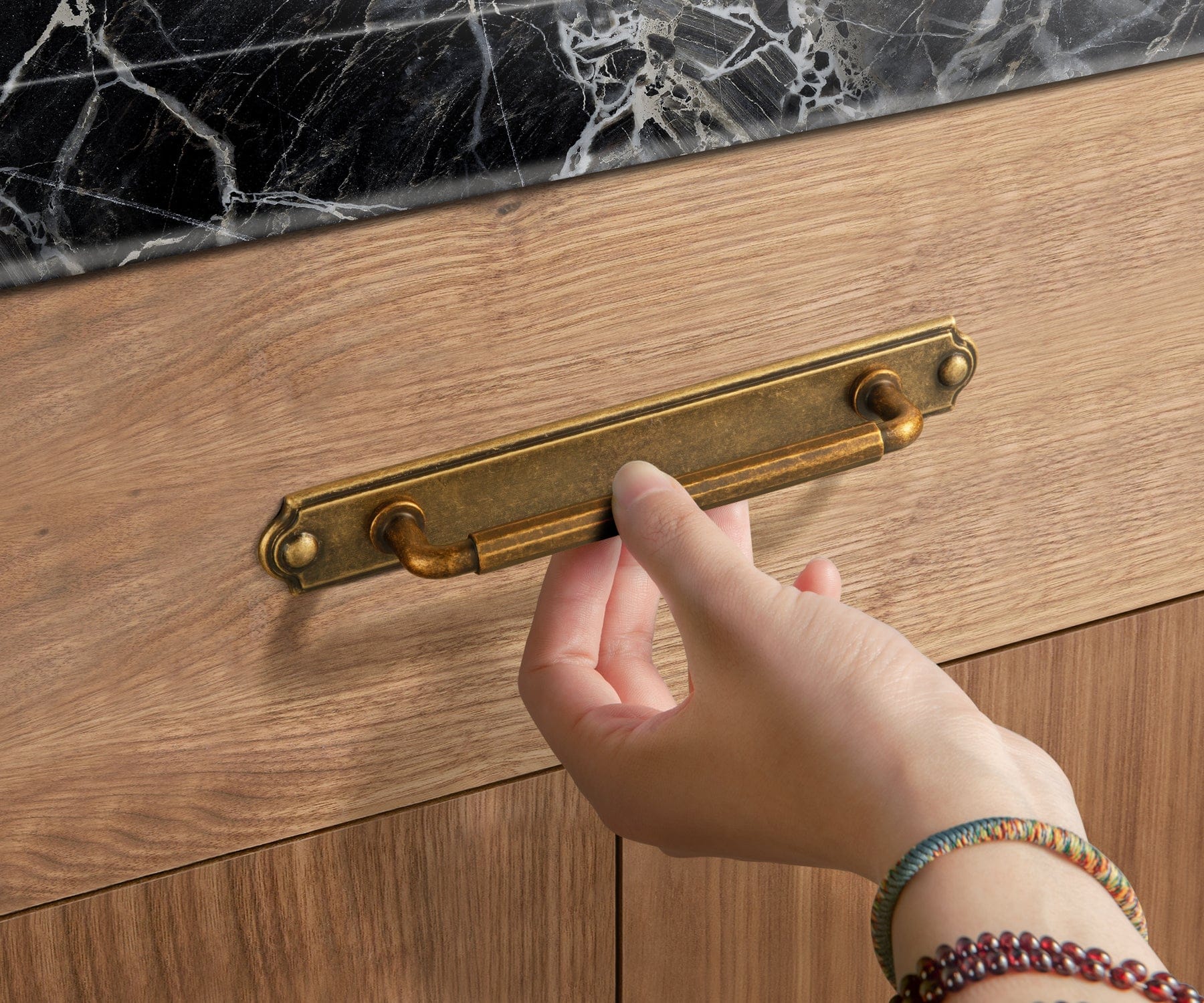 Goo-Ki 2 Pack Sturdy Zinc Alloy Cabinet Pulls with Back Plate Set: Uniquely Angular Design for Modern Spaces