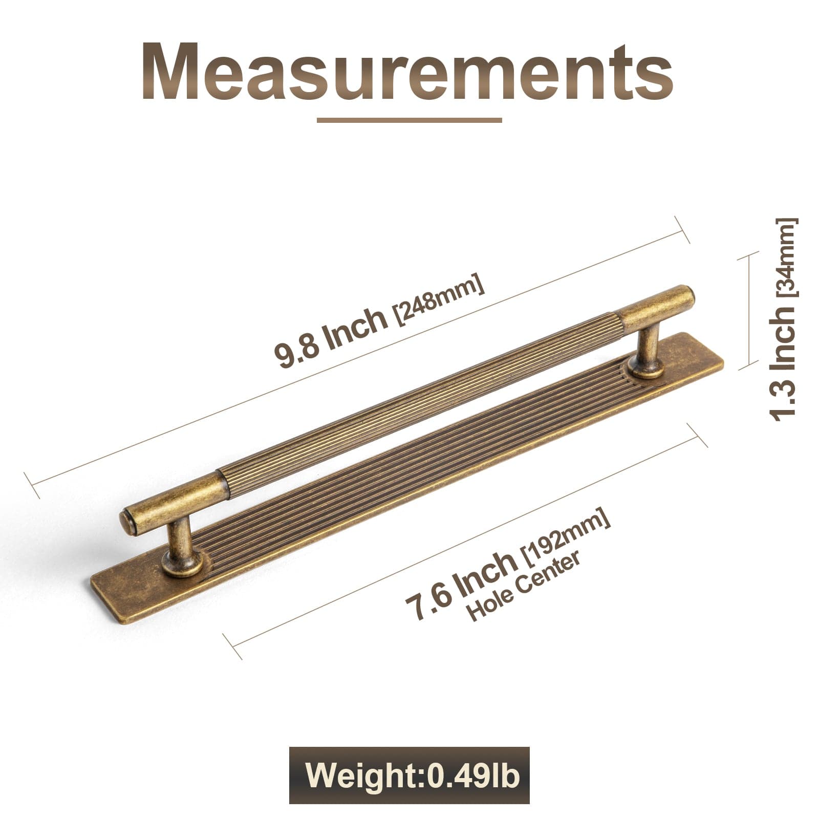 Goo-Ki 2 Pack Vintage Brass Textured Zinc Alloy Cabinet Pulls with Back Plates