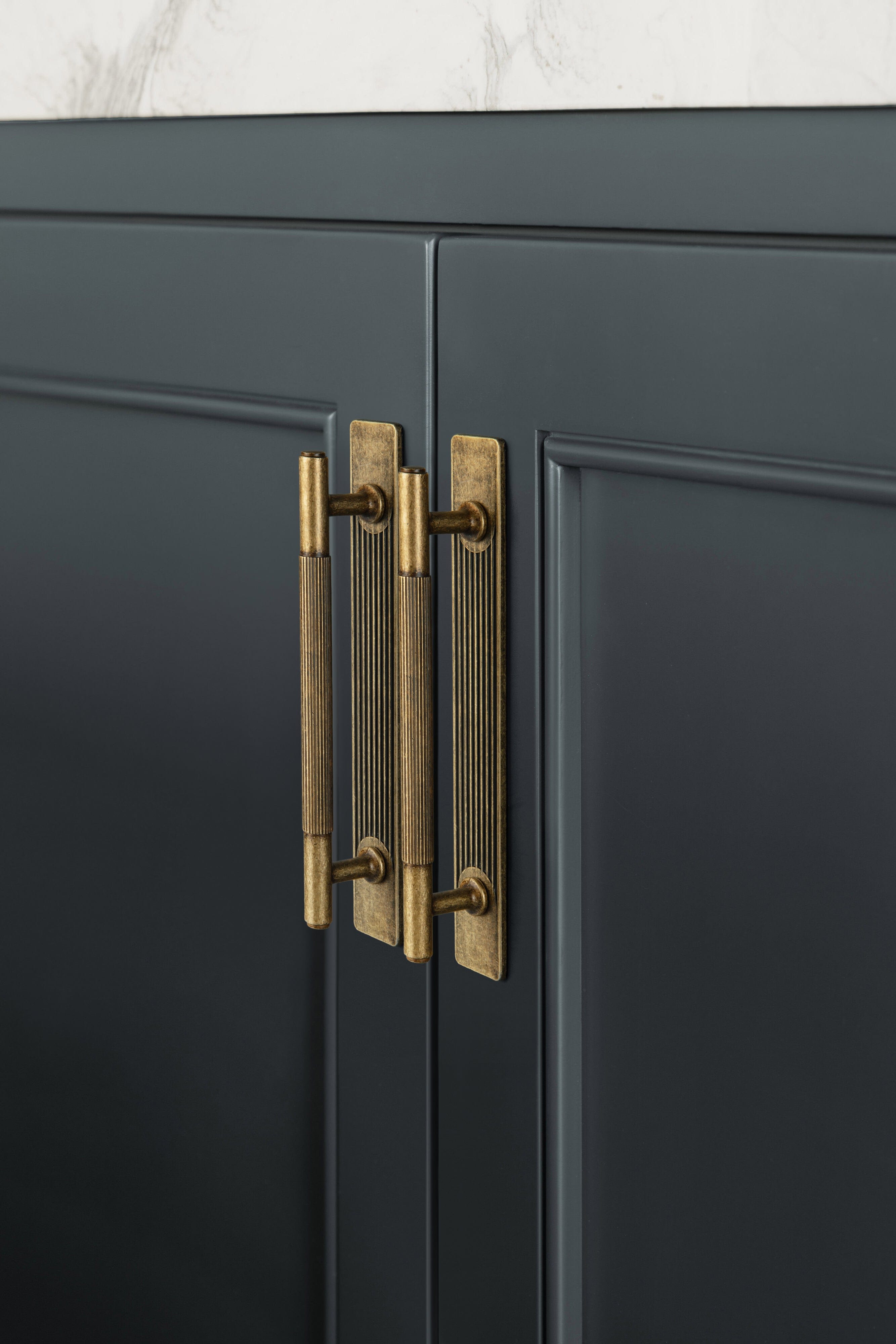 Goo-Ki 2 Pack Vintage Brass Textured Zinc Alloy Cabinet Pulls with Back Plates