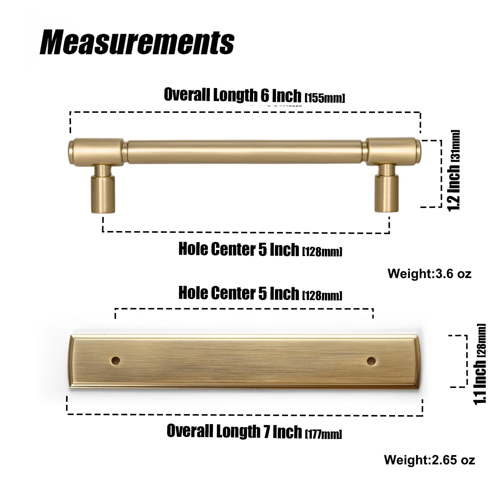 Goo-Ki 2 Pack Vintage Bronze Kitchen Drawer Bar Pulls with Back Plate for Cupboard Closet Wardrobe