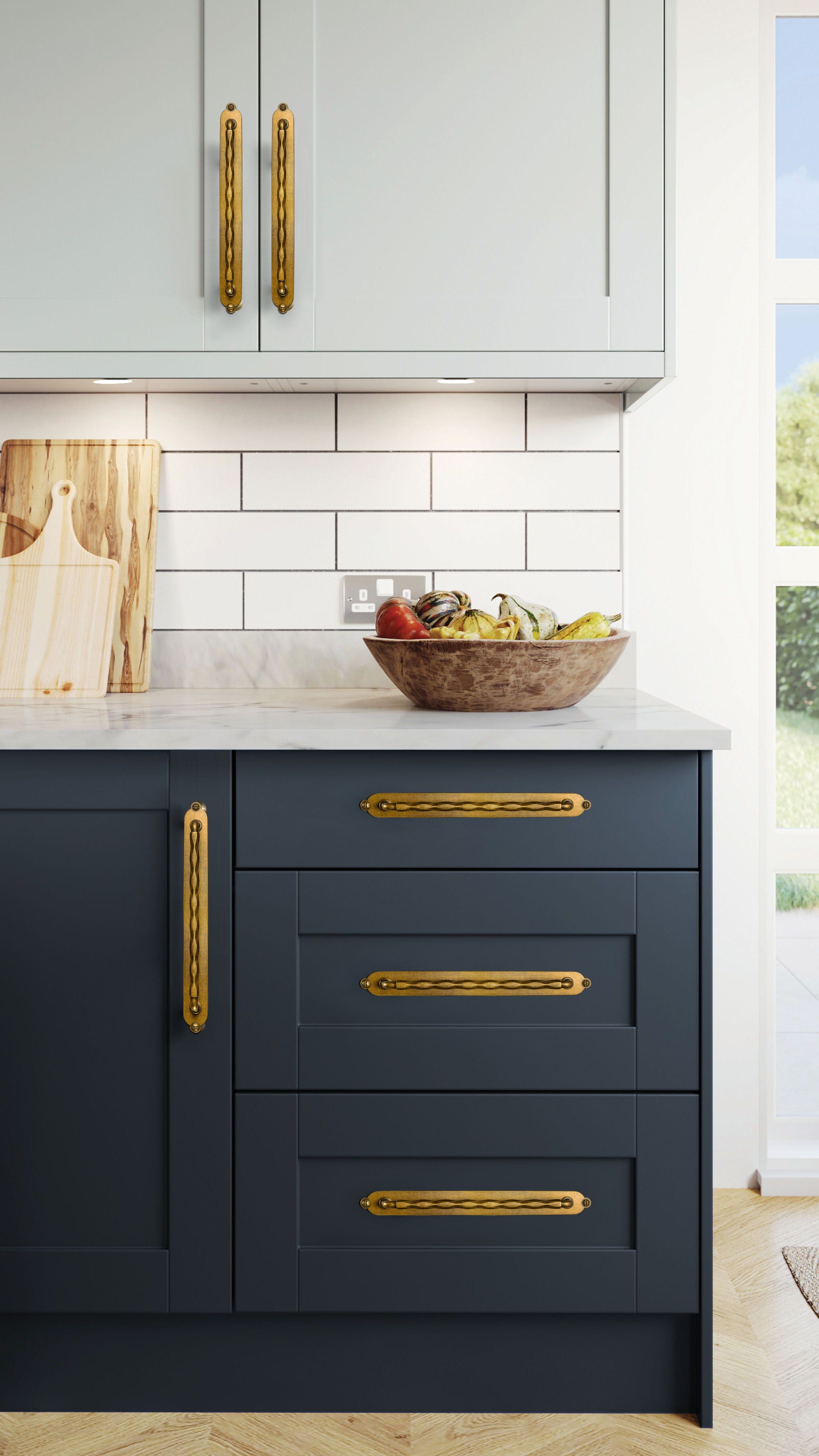 Goo-Ki 2 Pack Zinc Alloy Drawer Pulls with Back Plate Twisted Design Decorative Handles for Kitchen Cabinets