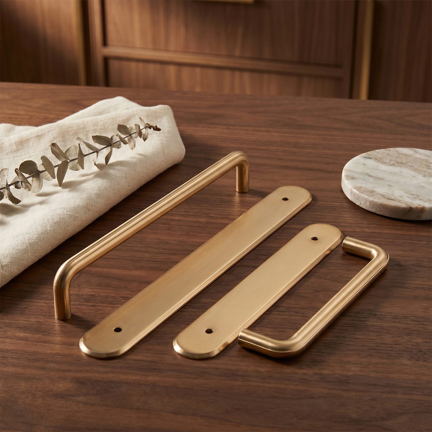 Goo-Ki 2 Pack Zinc Alloy U-Shaped Cabinet Handles, Vintage Drawer Pulls with Backplate for Kitchen & Bathroom Cabinetry