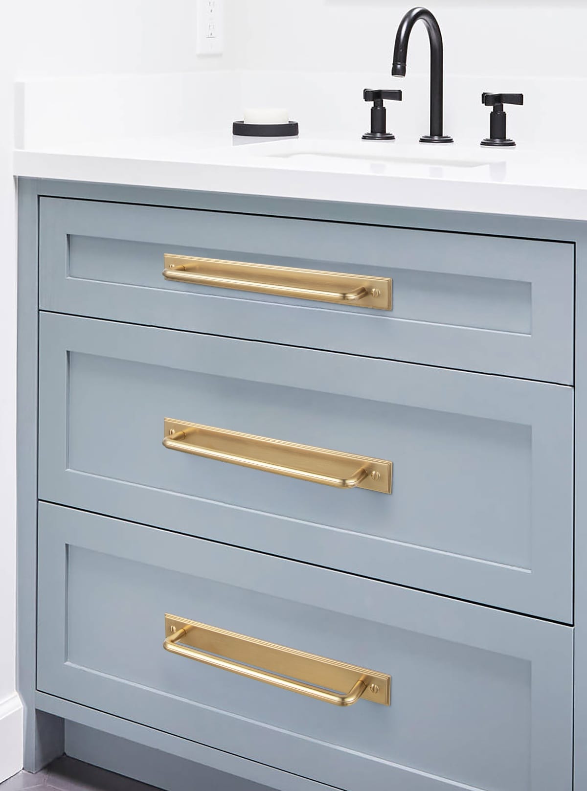 Goo-Ki 2 Pack Zinc Alloy U-Shaped Cabinet Handles, Vintage Drawer Pulls with Backplate for Kitchen & Bathroom Cabinetry