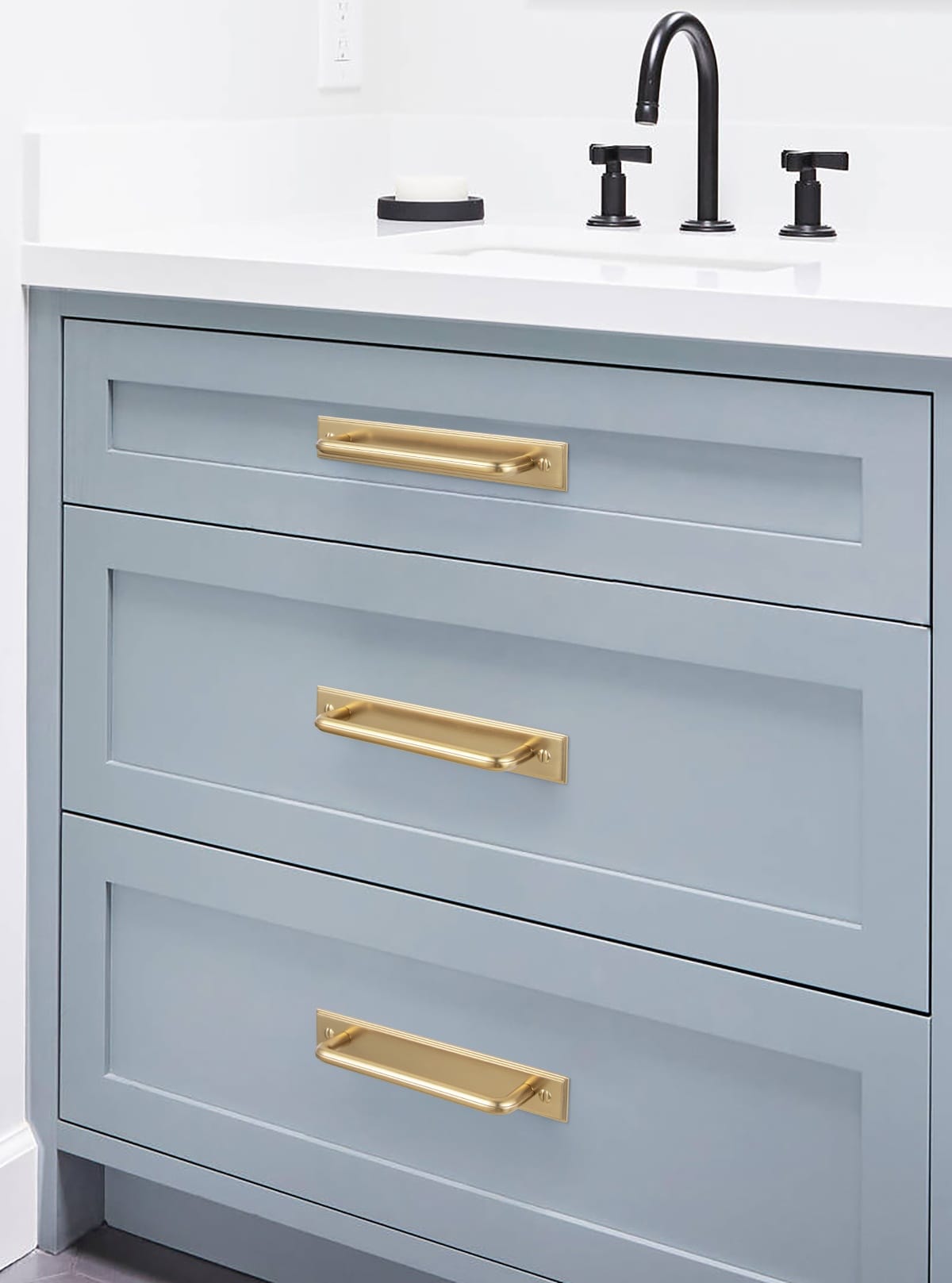 Goo-Ki 2 Pack Zinc Alloy U-Shaped Cabinet Handles, Vintage Drawer Pulls with Backplate for Kitchen & Bathroom Cabinetry