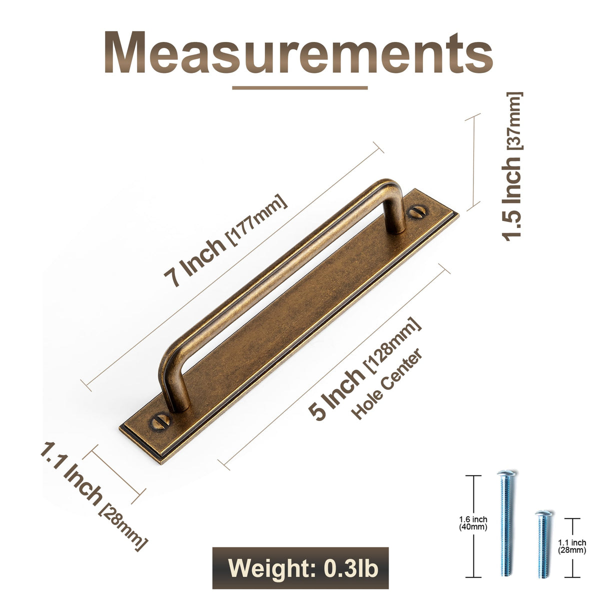 Goo-Ki 2 Pack Zinc Alloy U-Shaped Cabinet Handles, Vintage Drawer Pulls with Backplate for Kitchen & Bathroom Cabinetry