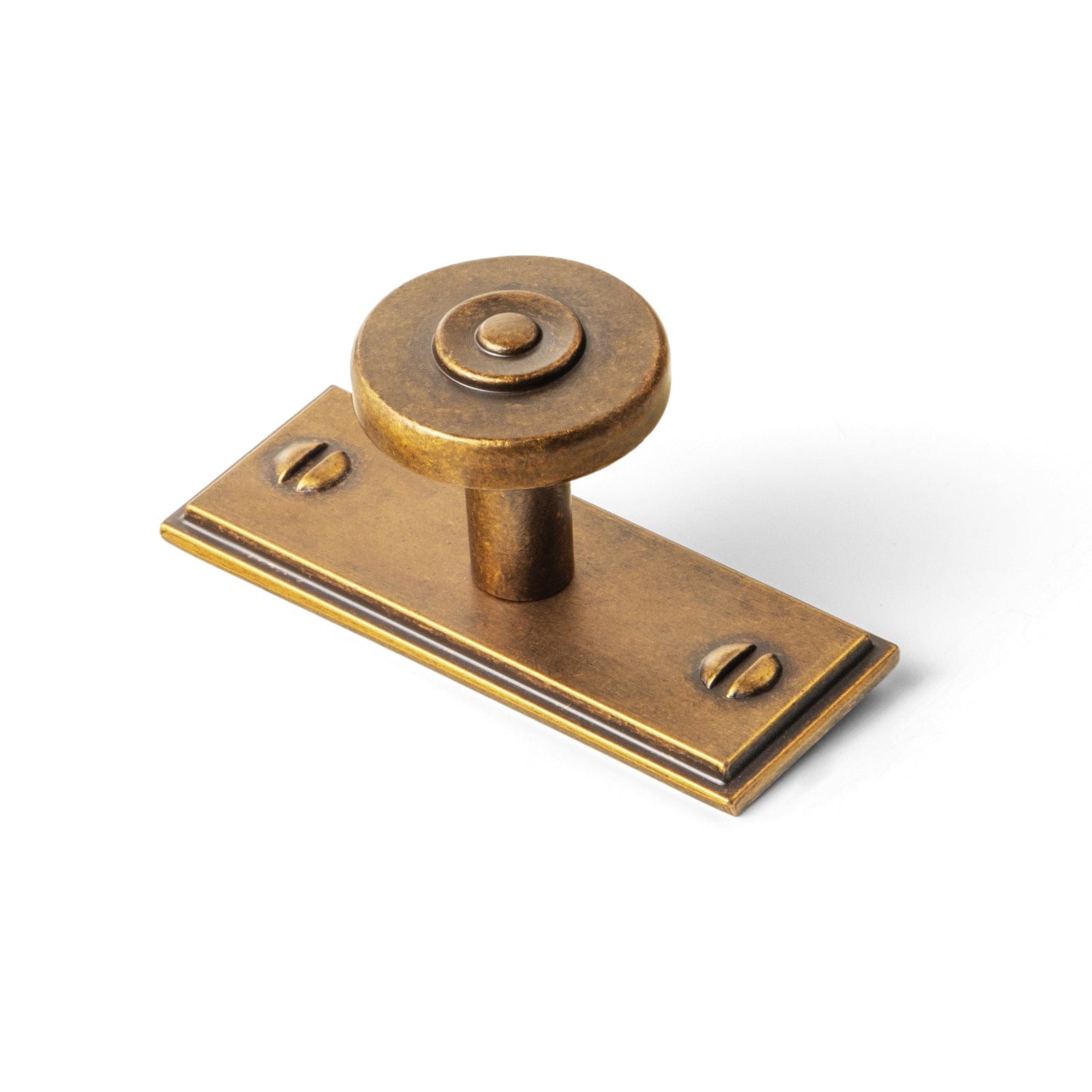 Goo-Ki 2501 / Antique Brass / G015 6 Pack Assorted Shaped Zinc Alloy Cabinet Hardware - Knobs and Back Plates for Stylish Furniture