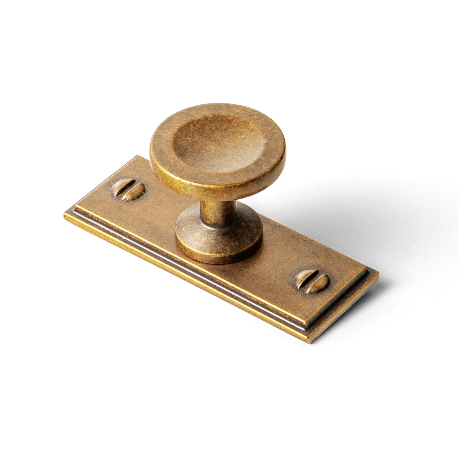 Goo-Ki 2502 / Antique Brass / G015 6 Pack Assorted Shaped Zinc Alloy Cabinet Hardware - Knobs and Back Plates for Stylish Furniture