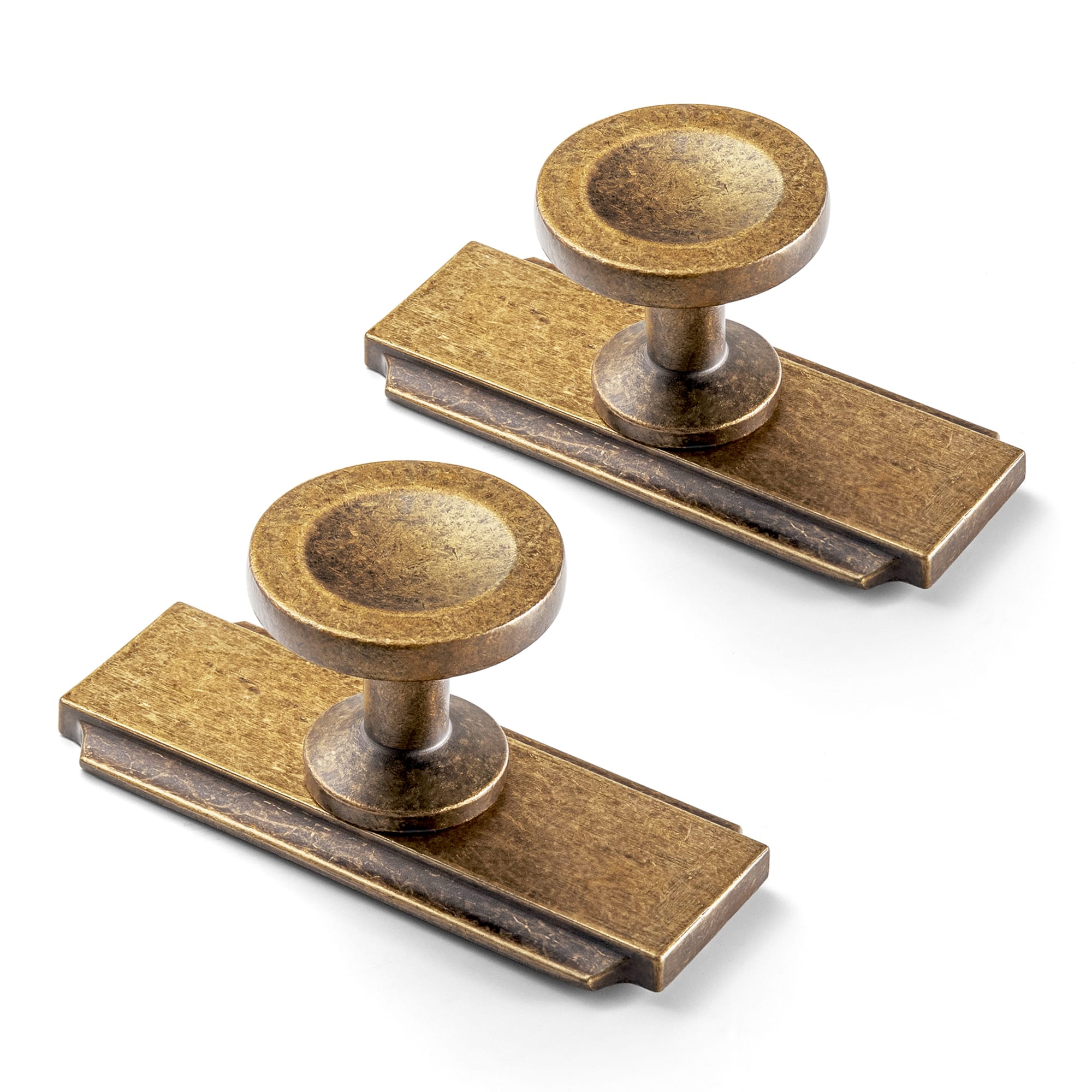 Goo-Ki 2502 / Antique Brass / G020 - 6 Pack Assorted Shaped Zinc Alloy Cabinet Hardware - Knobs and Back Plates for Stylish Furniture