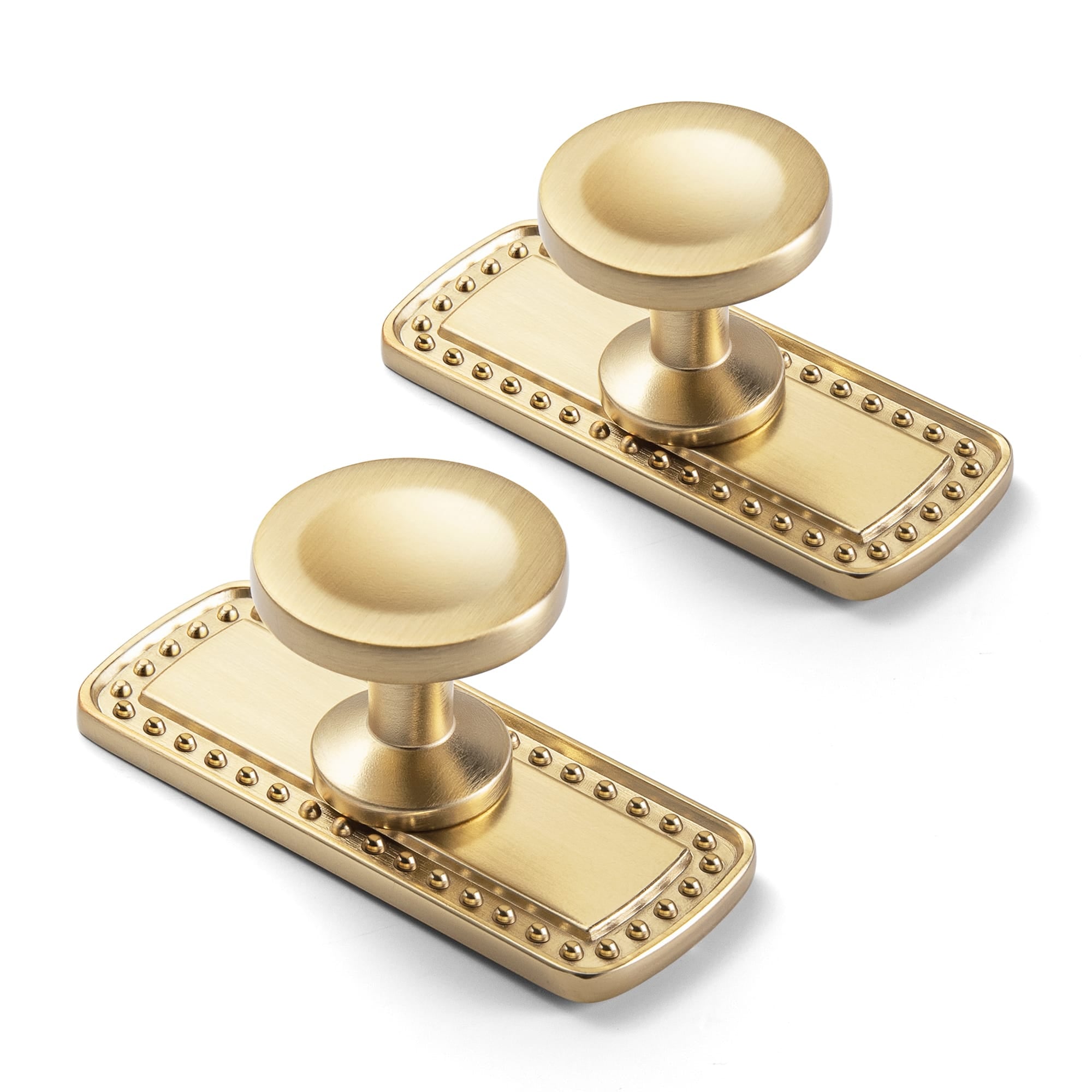 Goo-Ki 2502 / Champagne Bronze / G018 - 6 Pack Assorted Shaped Zinc Alloy Cabinet Hardware - Knobs and Back Plates for Stylish Furniture
