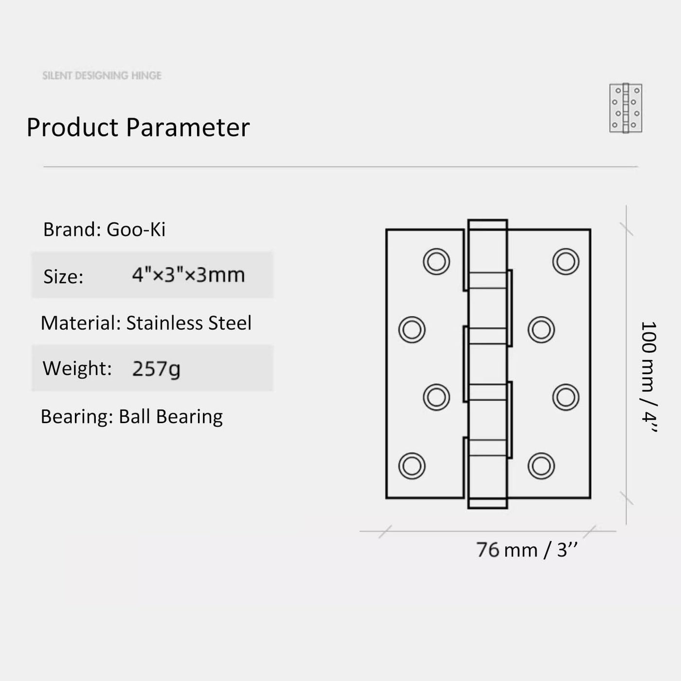 4 Inch Ball Bearing Hinge Stainless Steel Gold Door Hinges Furniture H