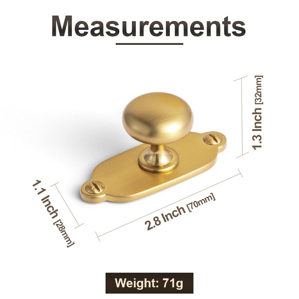 Goo-Ki 6 Pack Antique Brass Zinc Alloy Cabinet Knob with Back Plate Single Hole Center Cabinet Hardware for Bedroom Kitchen