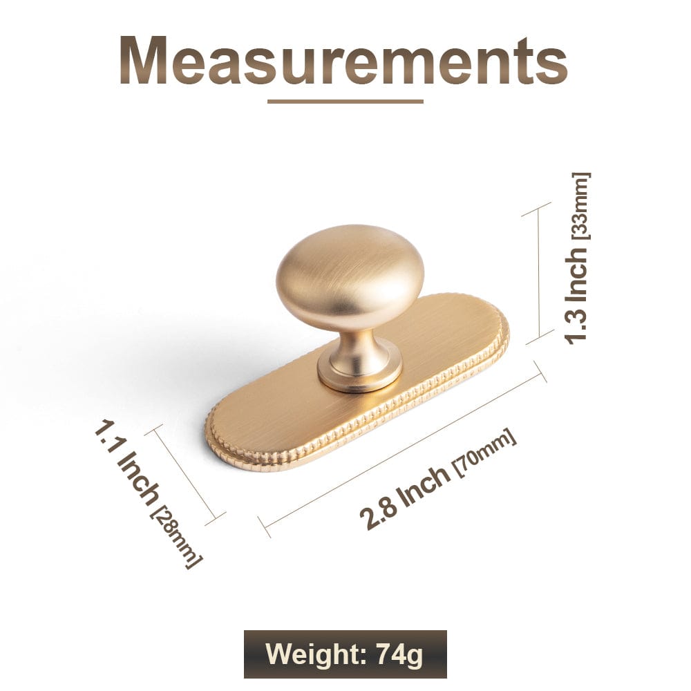 Goo-Ki 6 Pack Antique Brass Zinc Alloy Cabinet Knob with Back Plate Single Hole Center Cabinet Hardware for Bedroom Kitchen