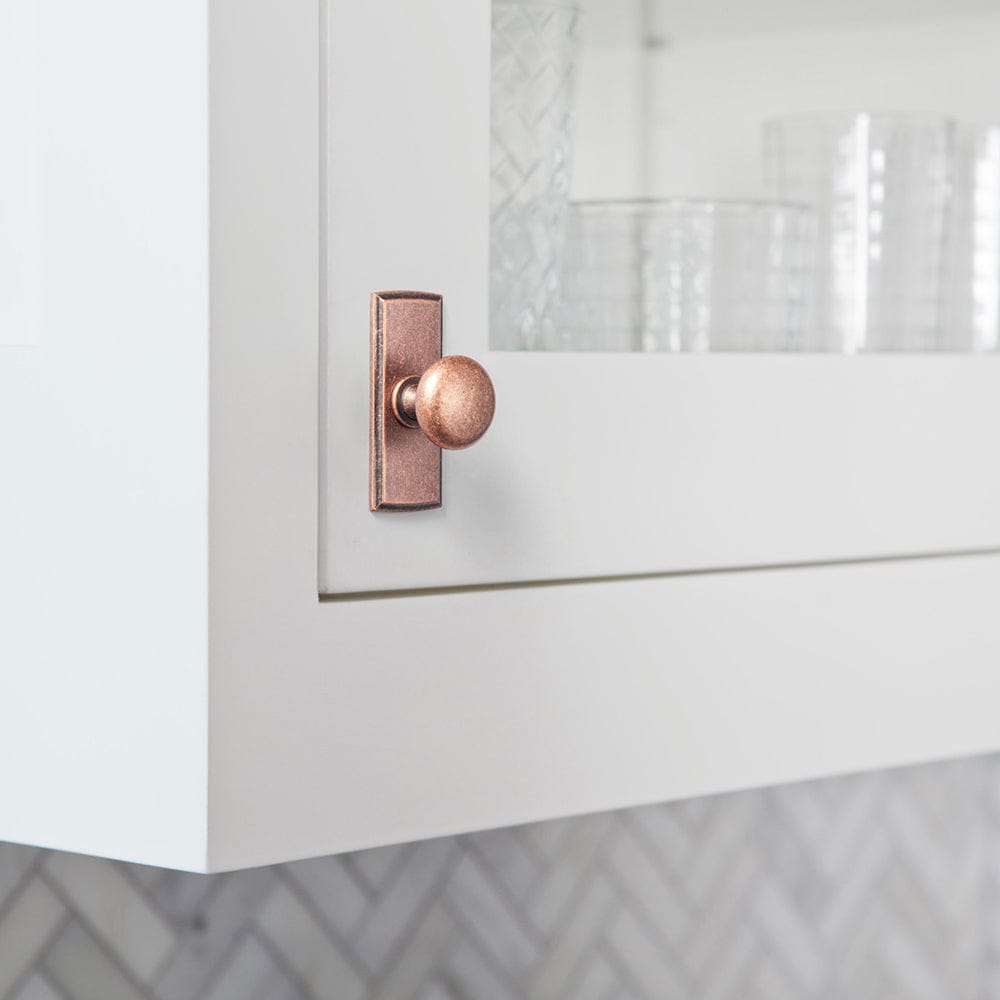 Goo-Ki 6 Pack Antique Brass Zinc Alloy Cabinet Knob with Back Plate Single Hole Center Cabinet Hardware for Bedroom Kitchen