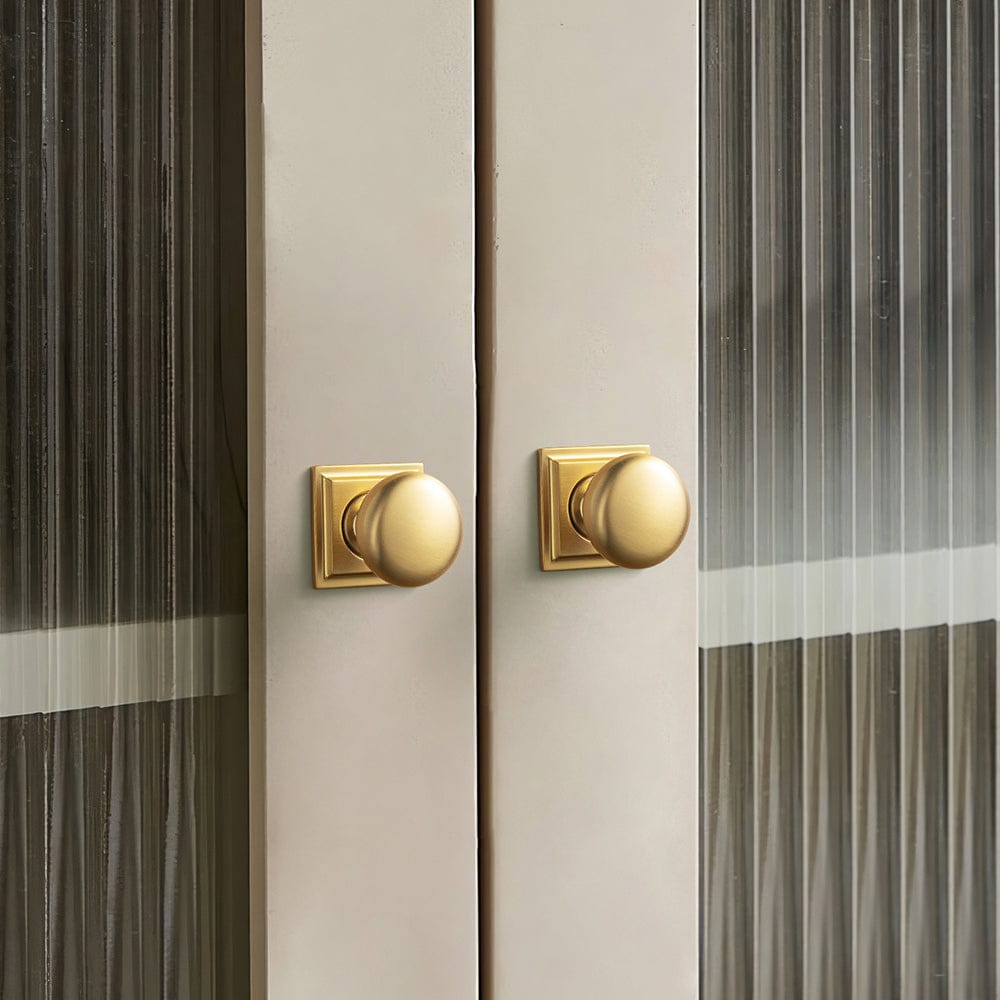 Goo-Ki 6 Pack Antique Brass Zinc Alloy Cabinet Knob with Back Plate Single Hole Center Cabinet Hardware for Bedroom Kitchen