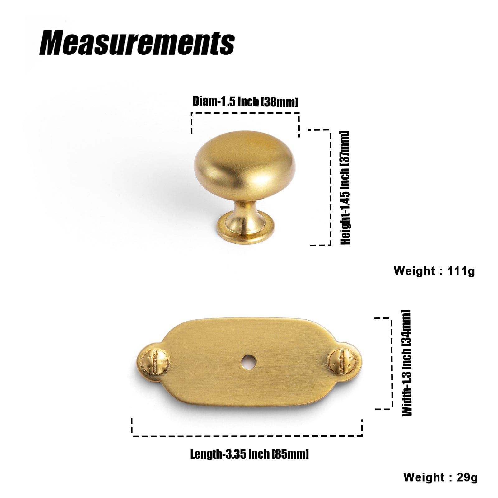 Goo-Ki 6 Pack Antique Brass Zinc Alloy Cabinet Knob with Back Plate Single Hole Center Cabinet Hardware for Bedroom Kitchen