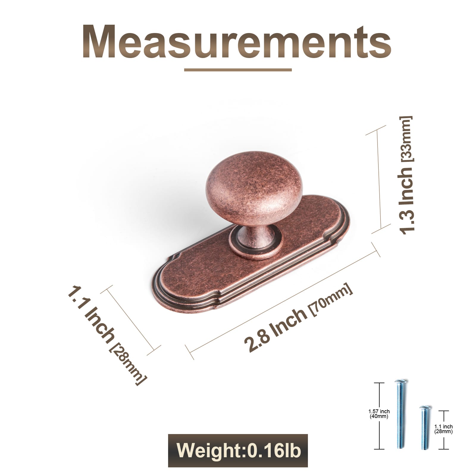 Goo-Ki 6 Pack Antique Brass Zinc Alloy Cabinet Knob with Back Plate Single Hole Center Cabinet Hardware for Bedroom Kitchen