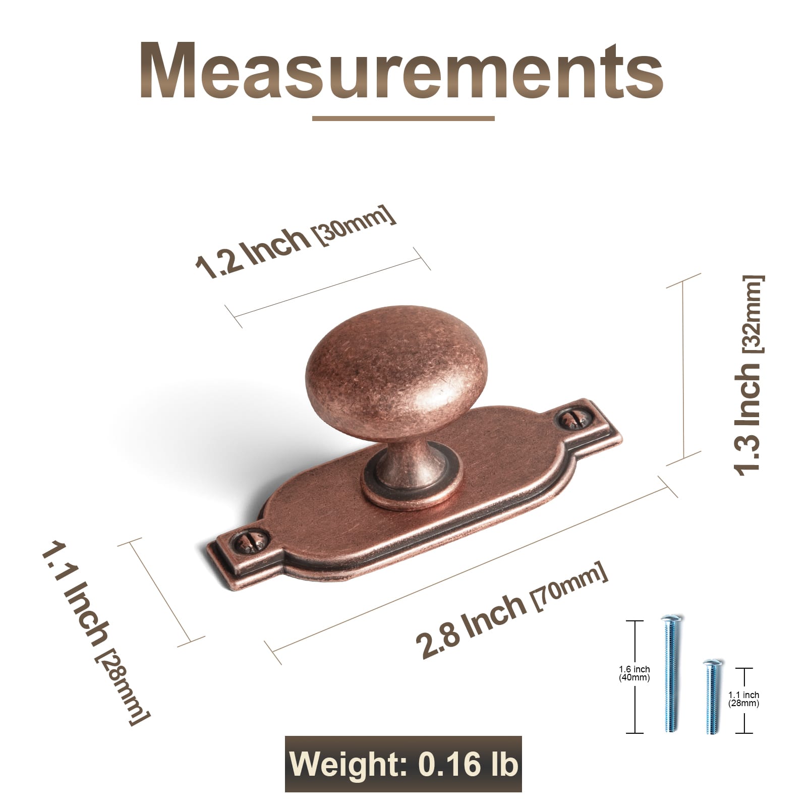 Goo-Ki 6 Pack Antique Brass Zinc Alloy Cabinet Knob with Back Plate Single Hole Center Cabinet Hardware for Bedroom Kitchen