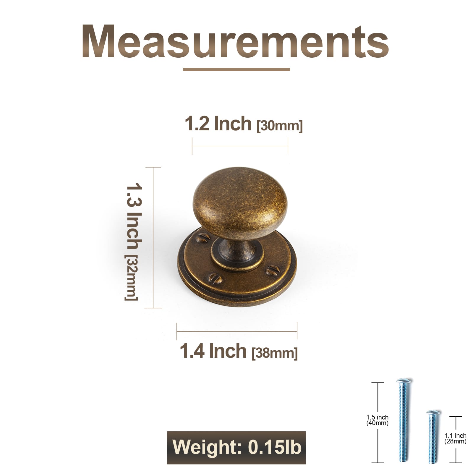 Goo-Ki 6 Pack Antique Brass Zinc Alloy Cabinet Knob with Back Plate Single Hole Center Cabinet Hardware for Bedroom Kitchen