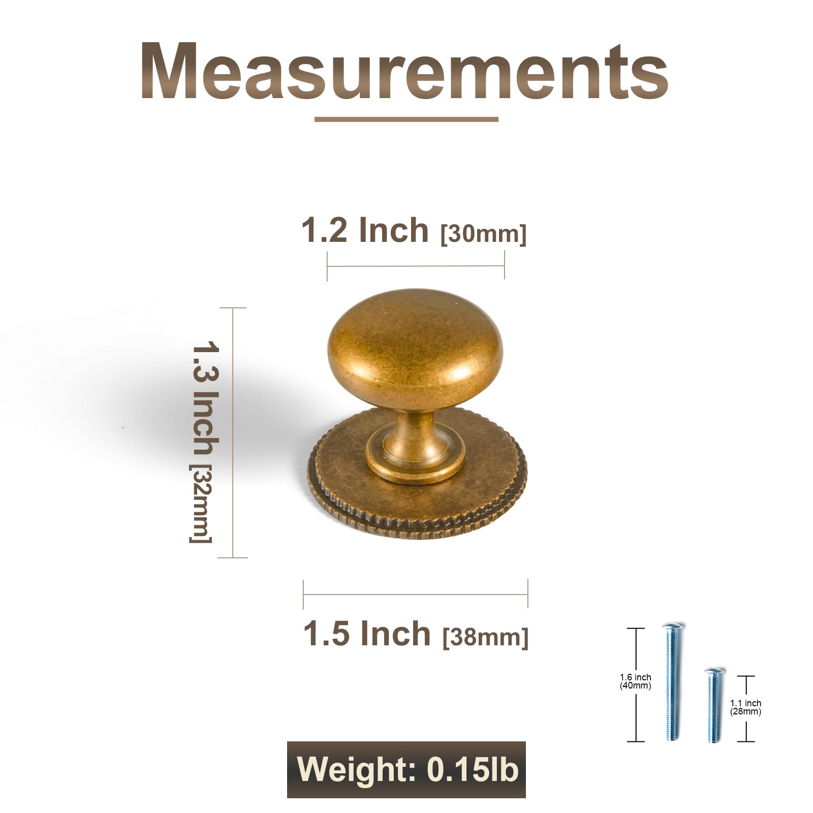 Goo-Ki 6 Pack Antique Brass Zinc Alloy Cabinet Knob with Back Plate Single Hole Center Cabinet Hardware for Bedroom Kitchen