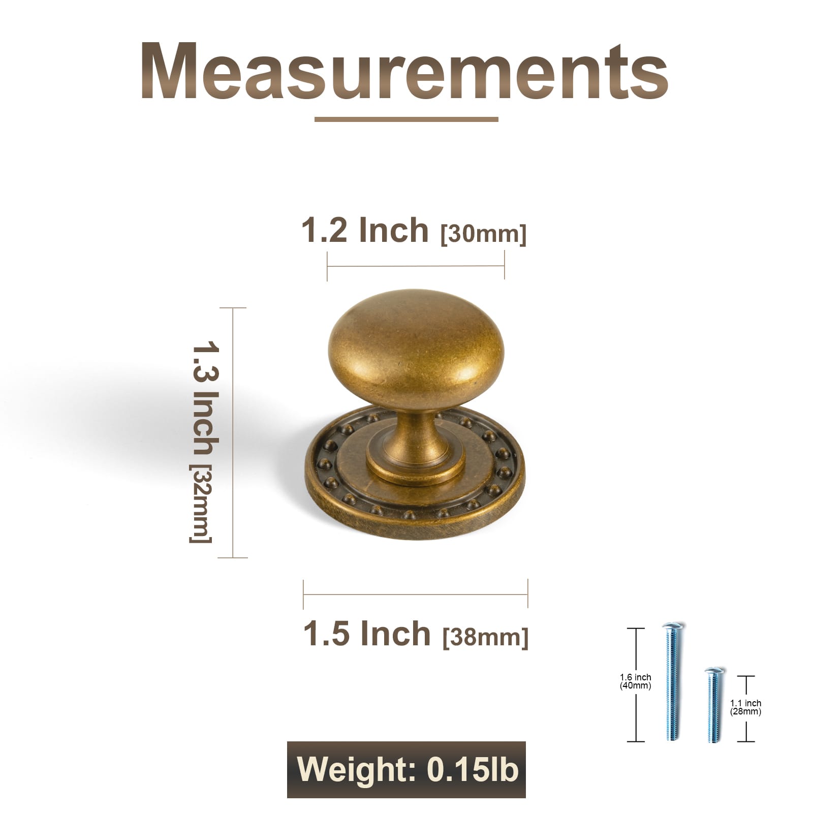 Goo-Ki 6 Pack Antique Brass Zinc Alloy Cabinet Knob with Back Plate Single Hole Center Cabinet Hardware for Bedroom Kitchen