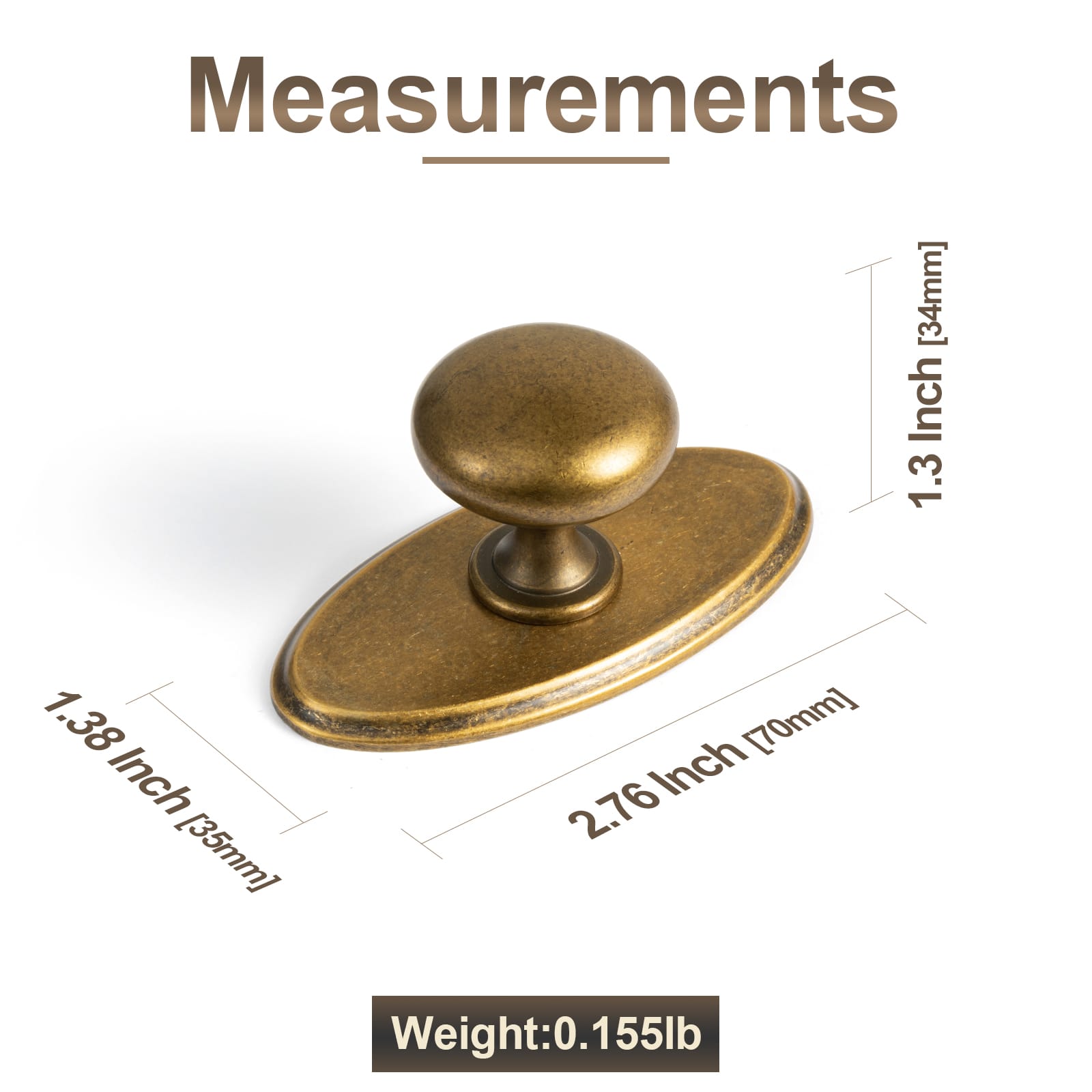 Goo-Ki 6 Pack Antique Brass Zinc Alloy Cabinet Knob with Back Plate Single Hole Center Cabinet Hardware for Bedroom Kitchen