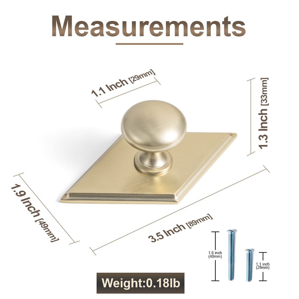 Goo-Ki 6 Pack Antique Brass Zinc Alloy Cabinet Knob with Back Plate Single Hole Center Cabinet Hardware for Bedroom Kitchen