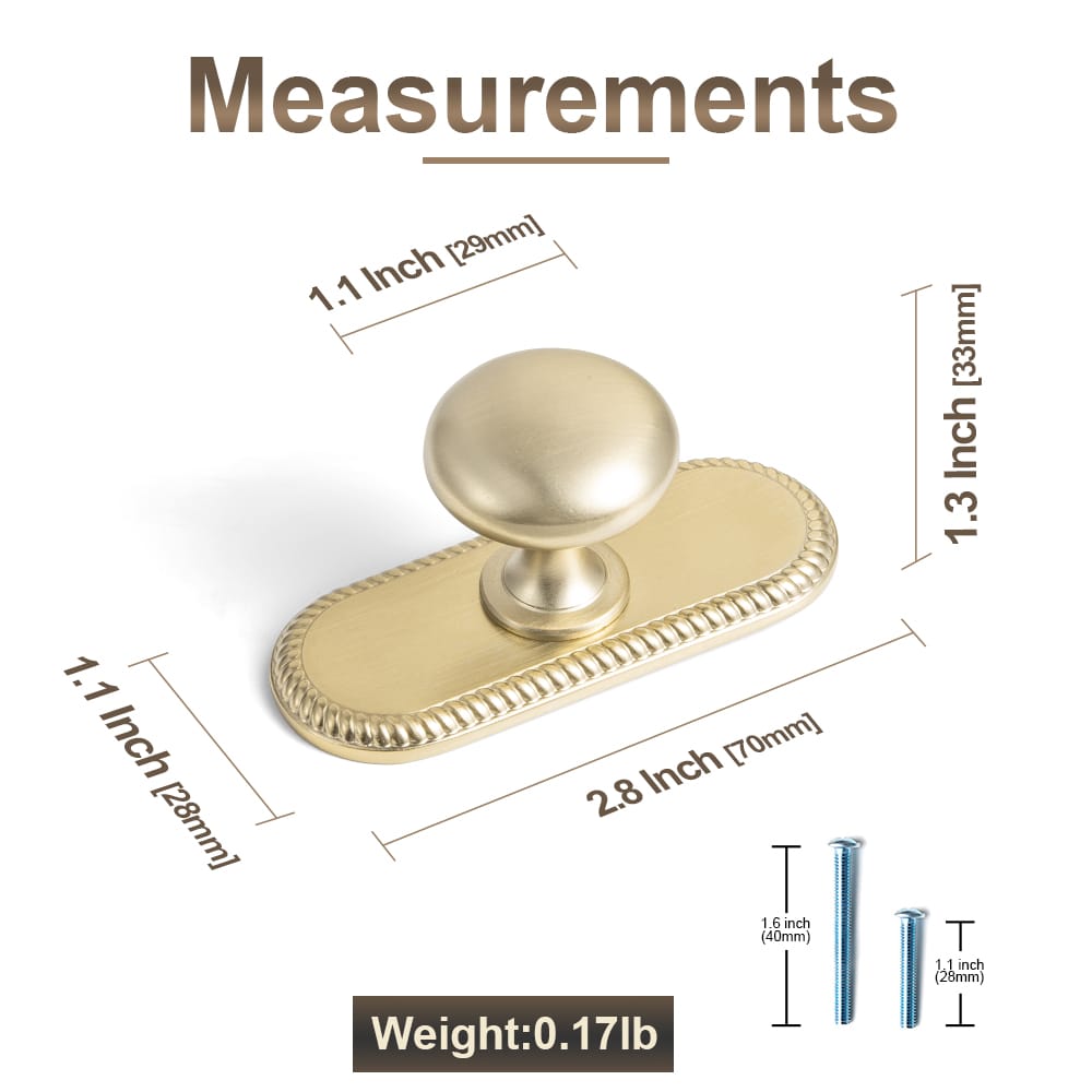 Goo-Ki 6 Pack Antique Brass Zinc Alloy Cabinet Knob with Back Plate Single Hole Center Cabinet Hardware for Bedroom Kitchen