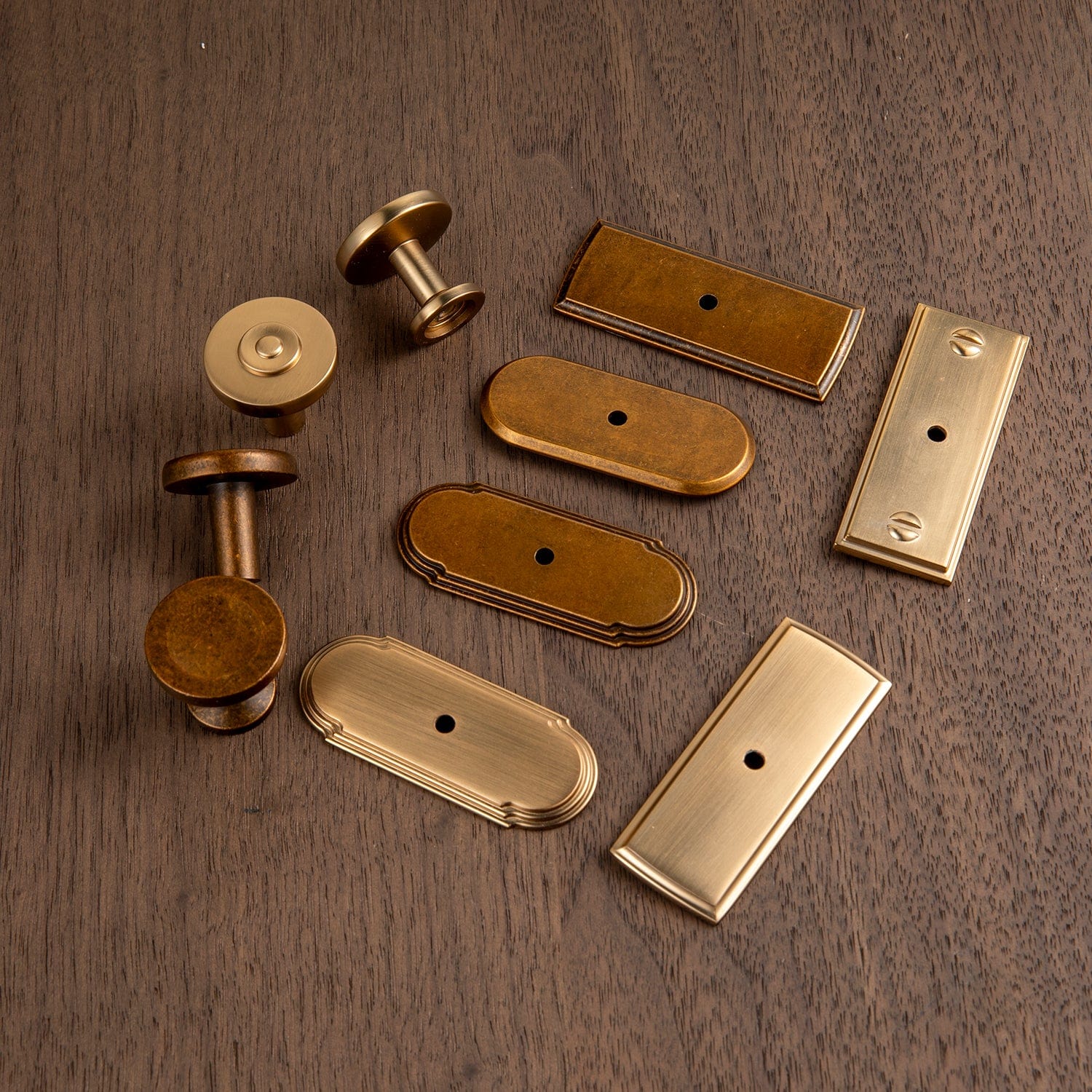 Goo-Ki 6 Pack Assorted Shaped Zinc Alloy Cabinet Hardware - Knobs and Back Plates for Stylish Furniture