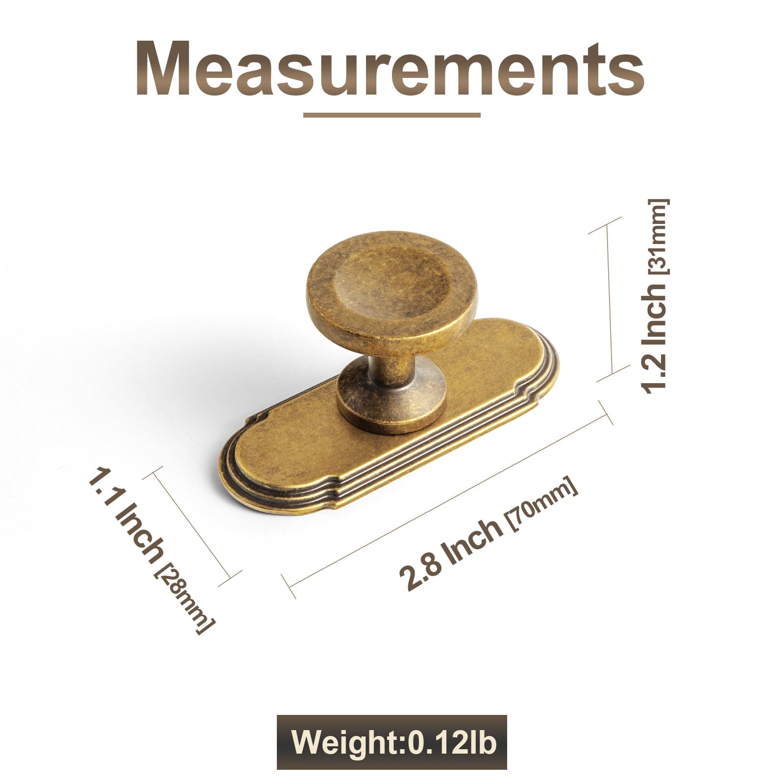 Goo-Ki 6 Pack Assorted Shaped Zinc Alloy Cabinet Hardware - Knobs and Back Plates for Stylish Furniture