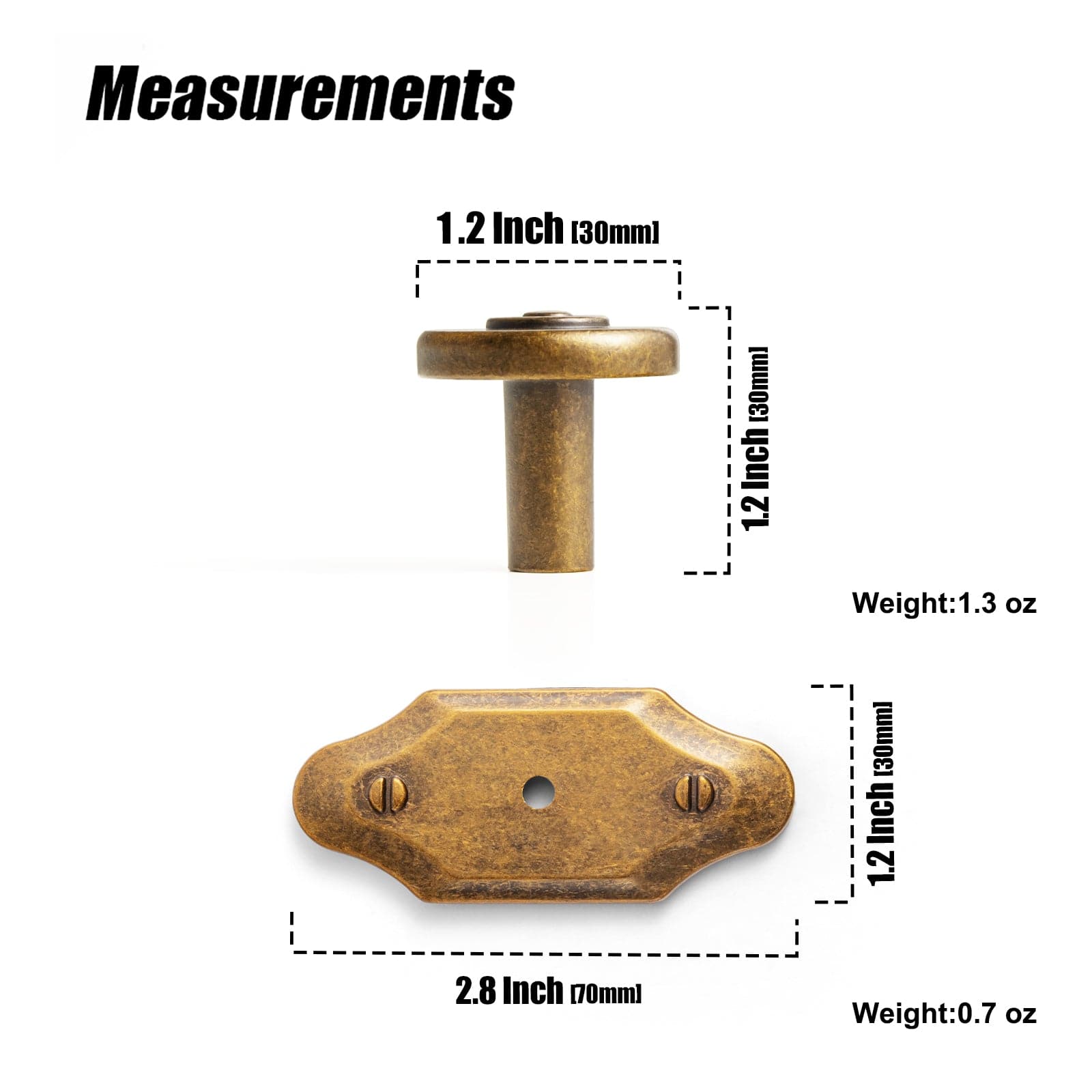 Goo-Ki 6 Pack Assorted Shaped Zinc Alloy Cabinet Hardware - Knobs and Back Plates for Stylish Furniture