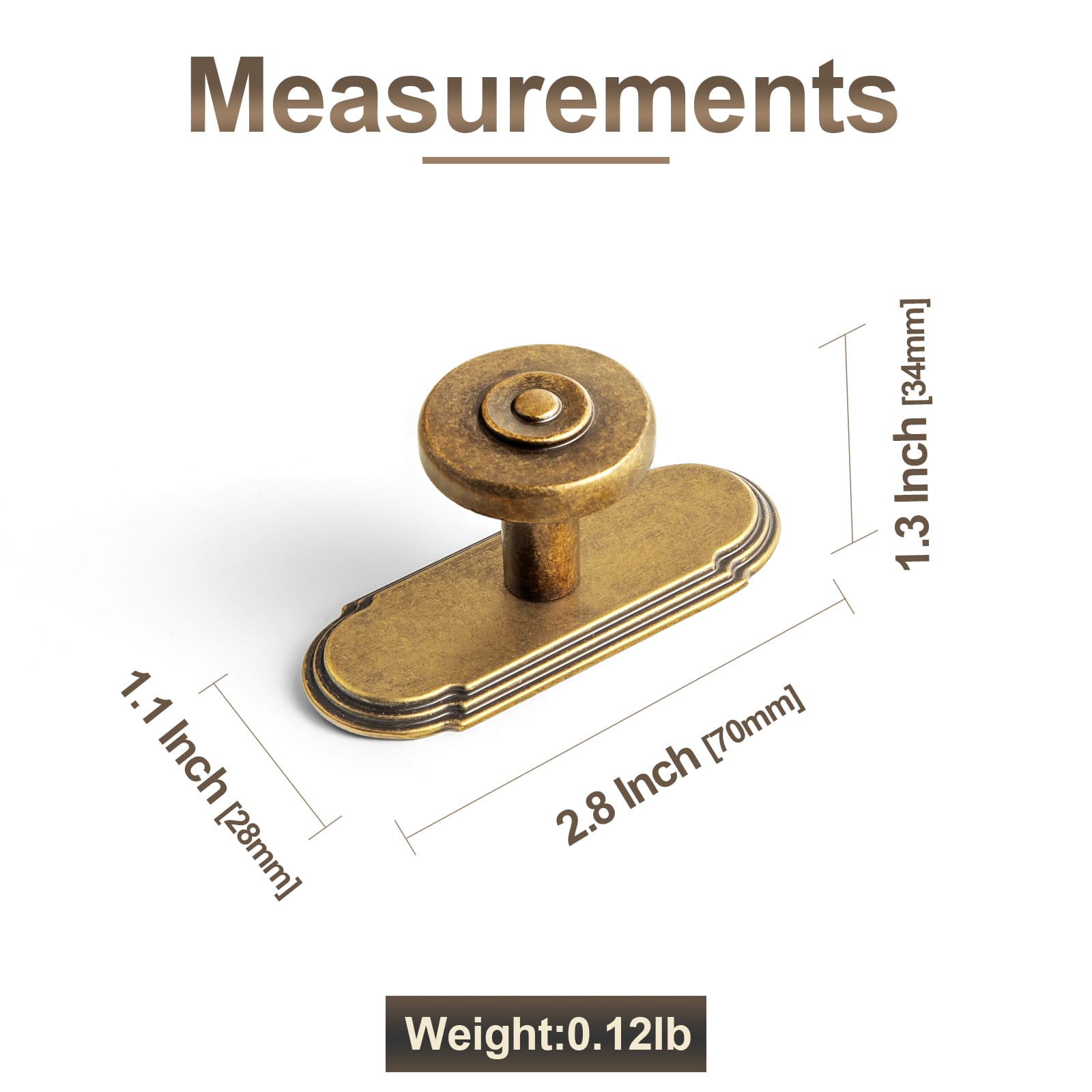 Goo-Ki 6 Pack Assorted Shaped Zinc Alloy Cabinet Hardware - Knobs and Back Plates for Stylish Furniture