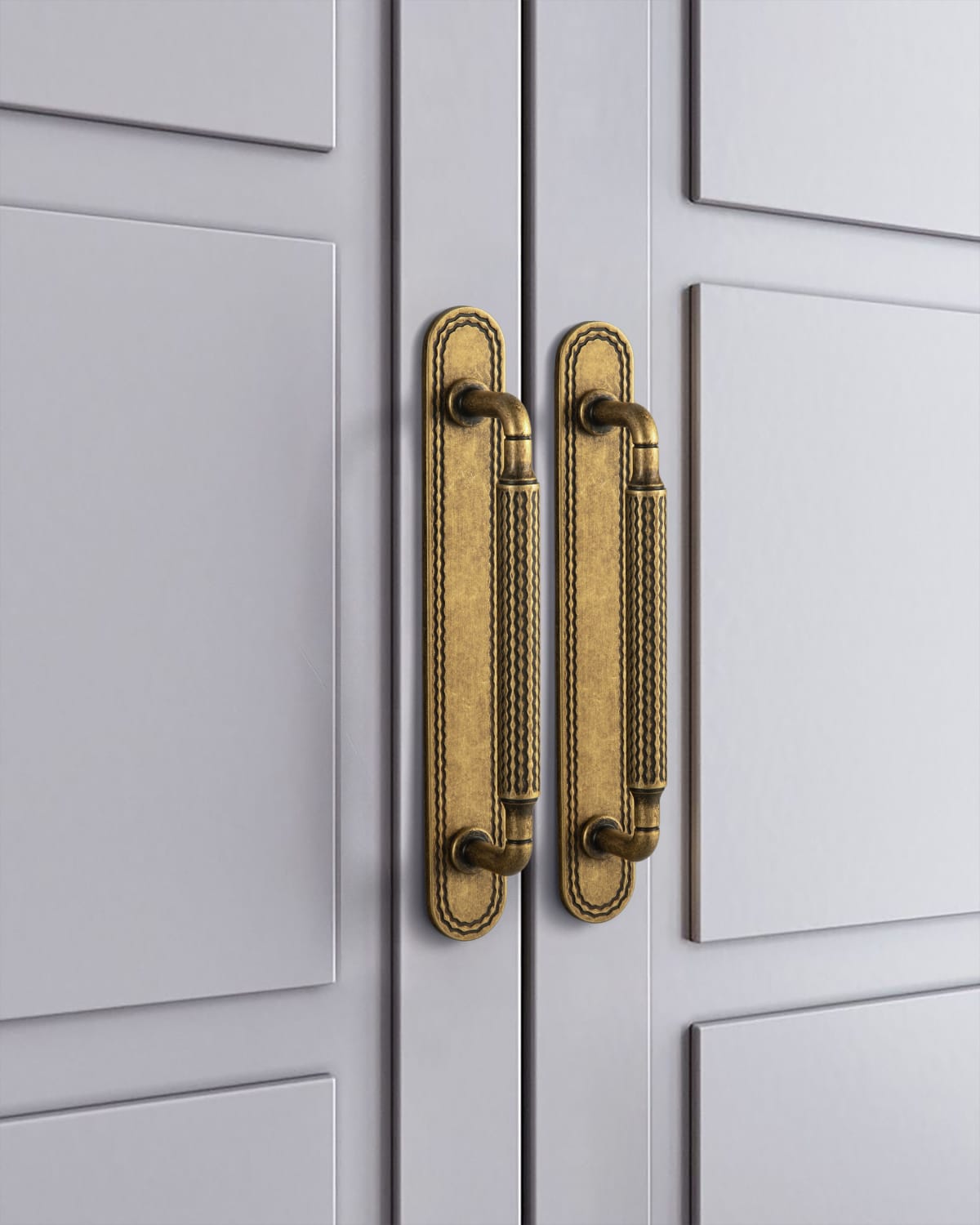 Goo-Ki 6 Pack Retro Wave Pattern Zinc Alloy Cabinet Handles with Mounting Back Plate Durable Drawer Pulls