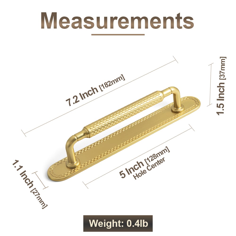 Goo-Ki 6 Pack Retro Wave Pattern Zinc Alloy Cabinet Handles with Mounting Back Plate Durable Drawer Pulls