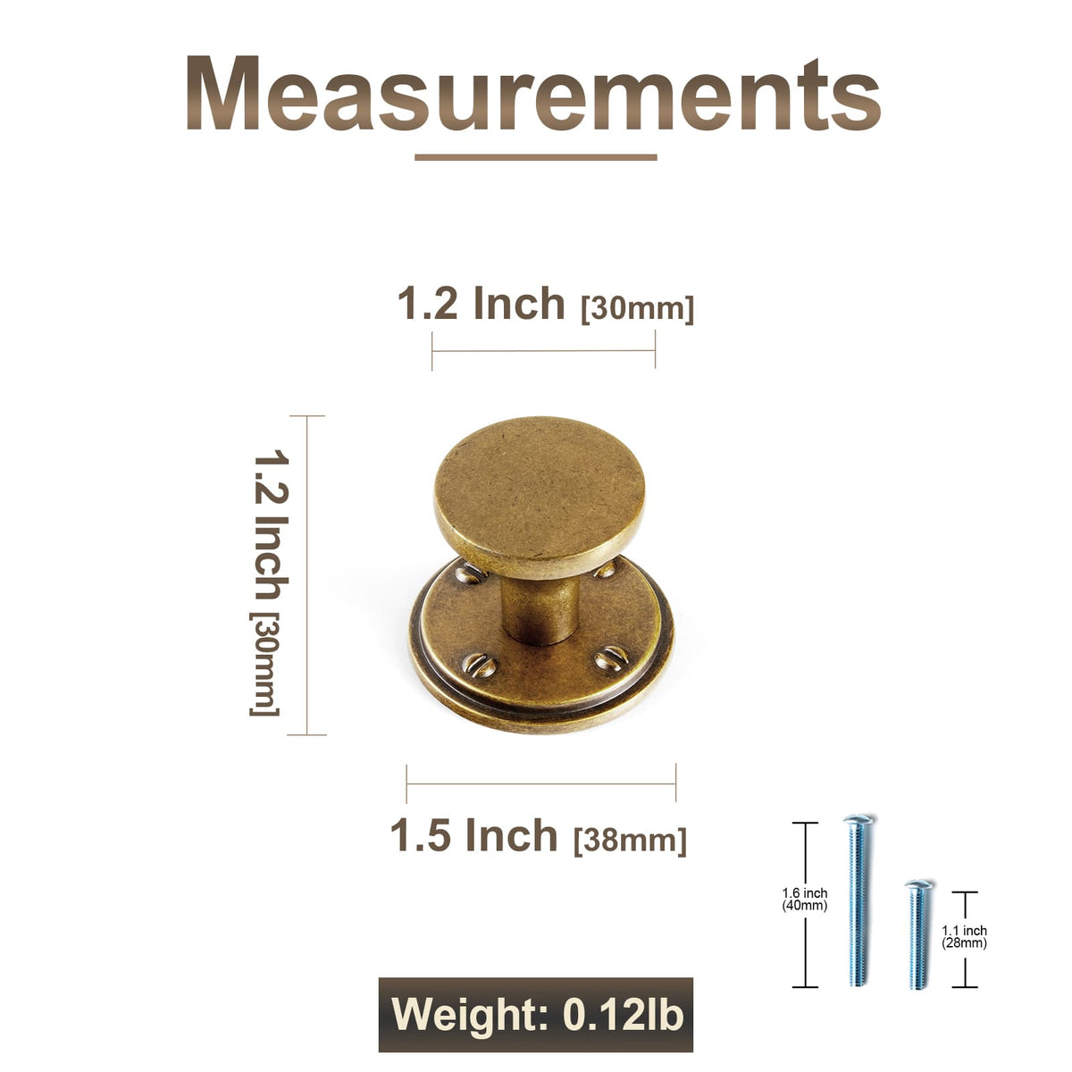 Goo-Ki 6 Pack Retro Zinc Alloy Cabinet Knob, Classic Round Furniture Drawer Knob for Farmhouse Cabinet Upgrade