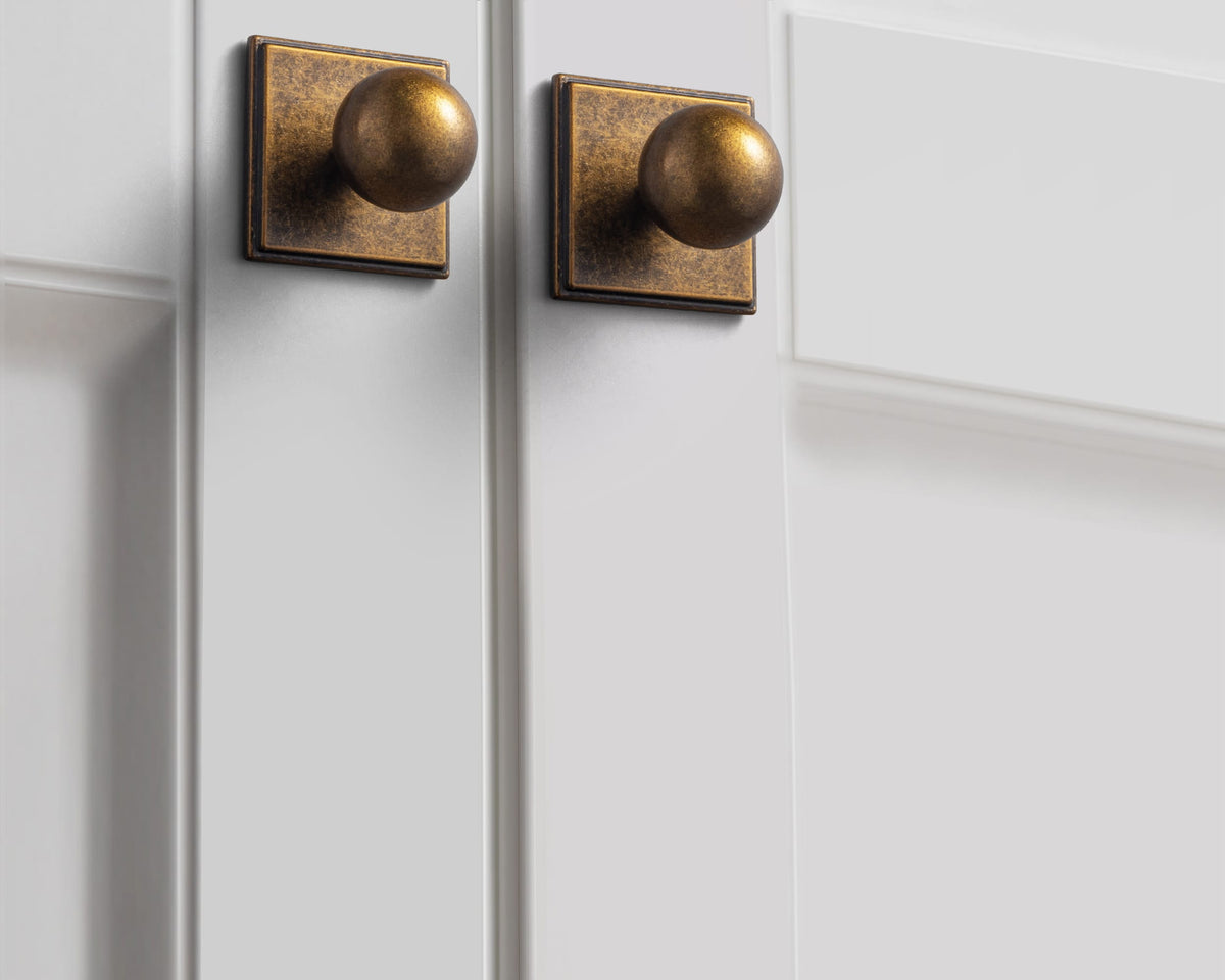 Goo-Ki 6 Pack Round Cabinet Knobs with Decorative Back Plate Zinc Alloy Cabinet Hardware for Kitchen