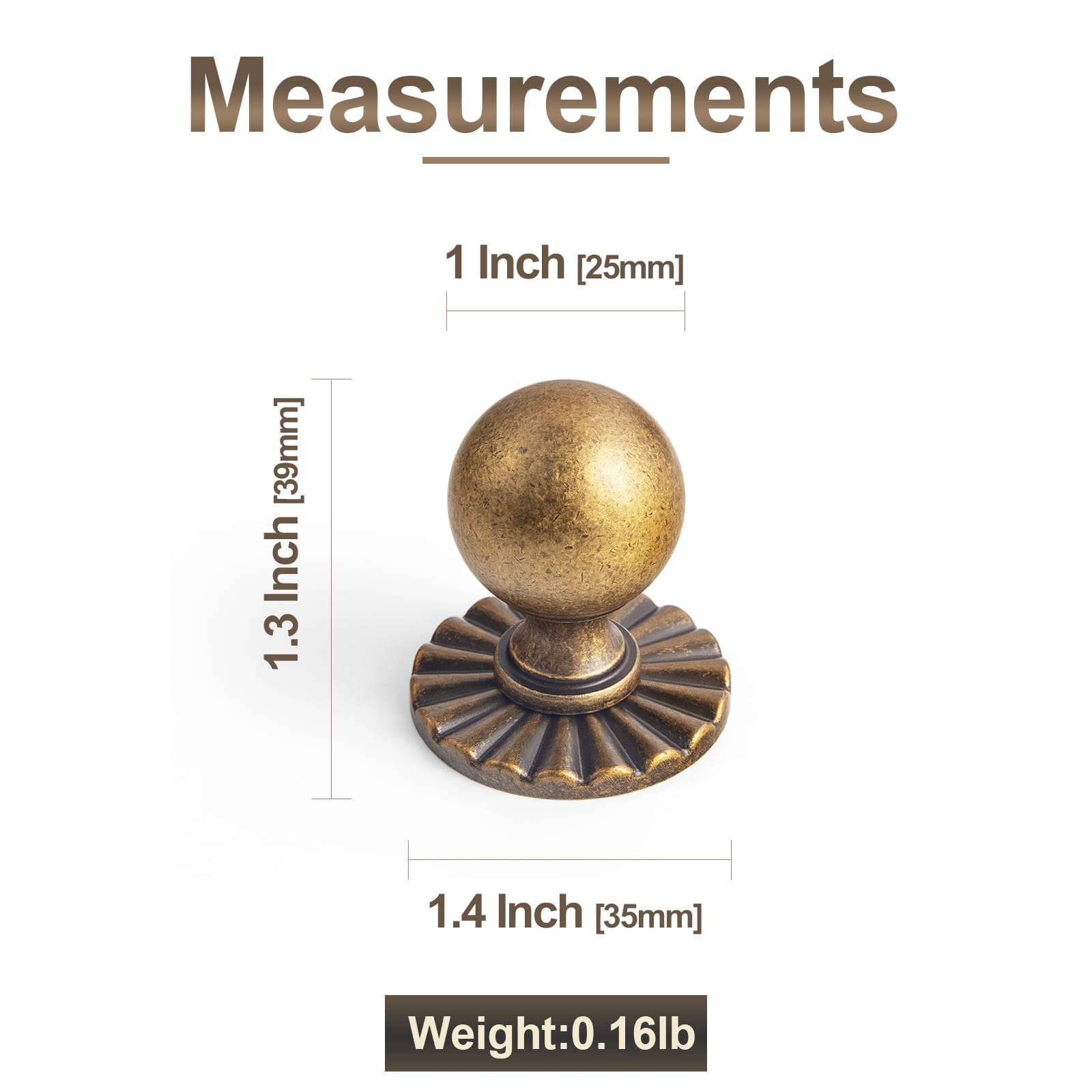 Goo-Ki 6 Pack Stylish Zinc Alloy Cabinet Knobs Classic Round Design Durable Cabinet Handles