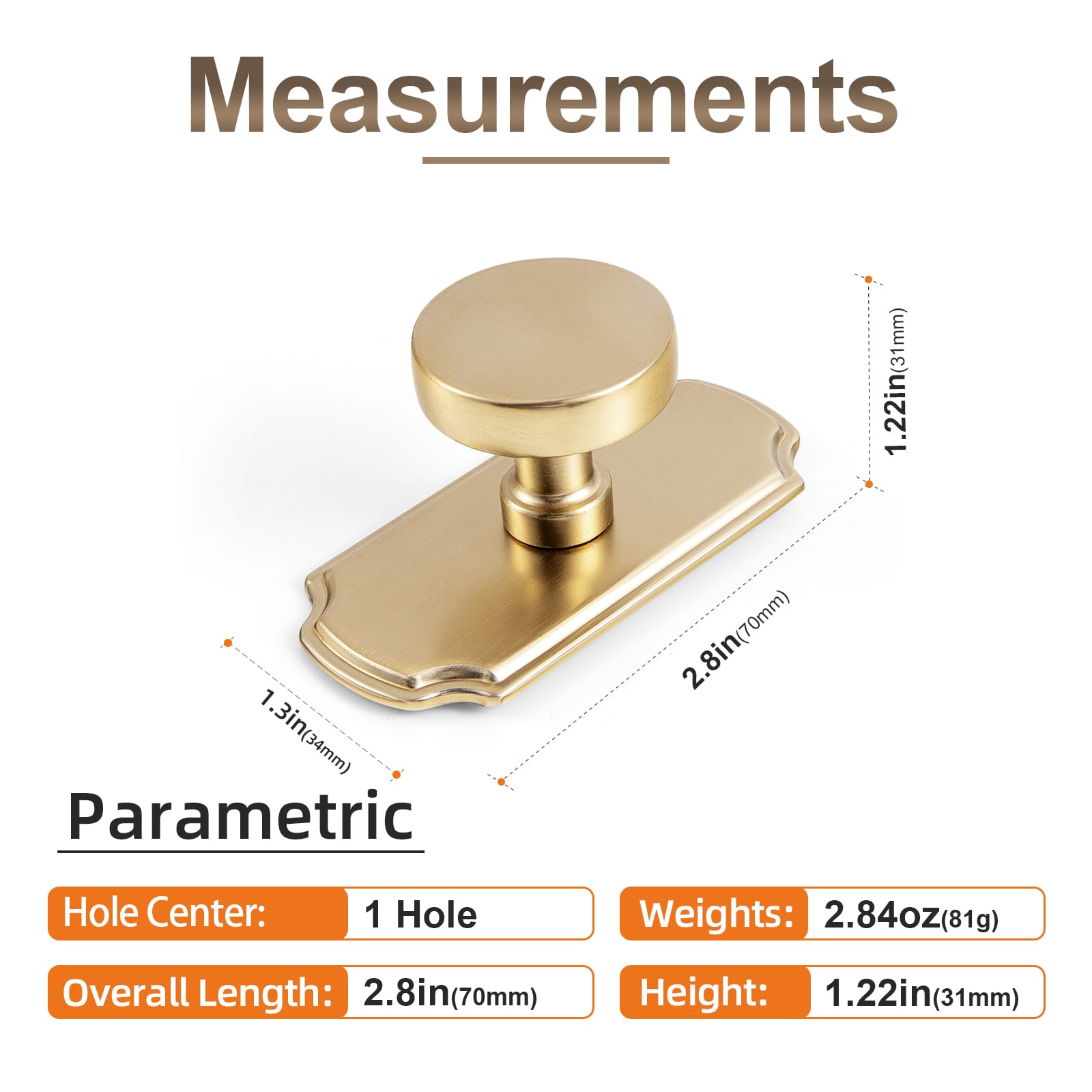 Goo-Ki 6 Pack Vintage Brass Zinc Alloy Cabinet Knob with Back Plate Single Hole Center Kitchen Hardware