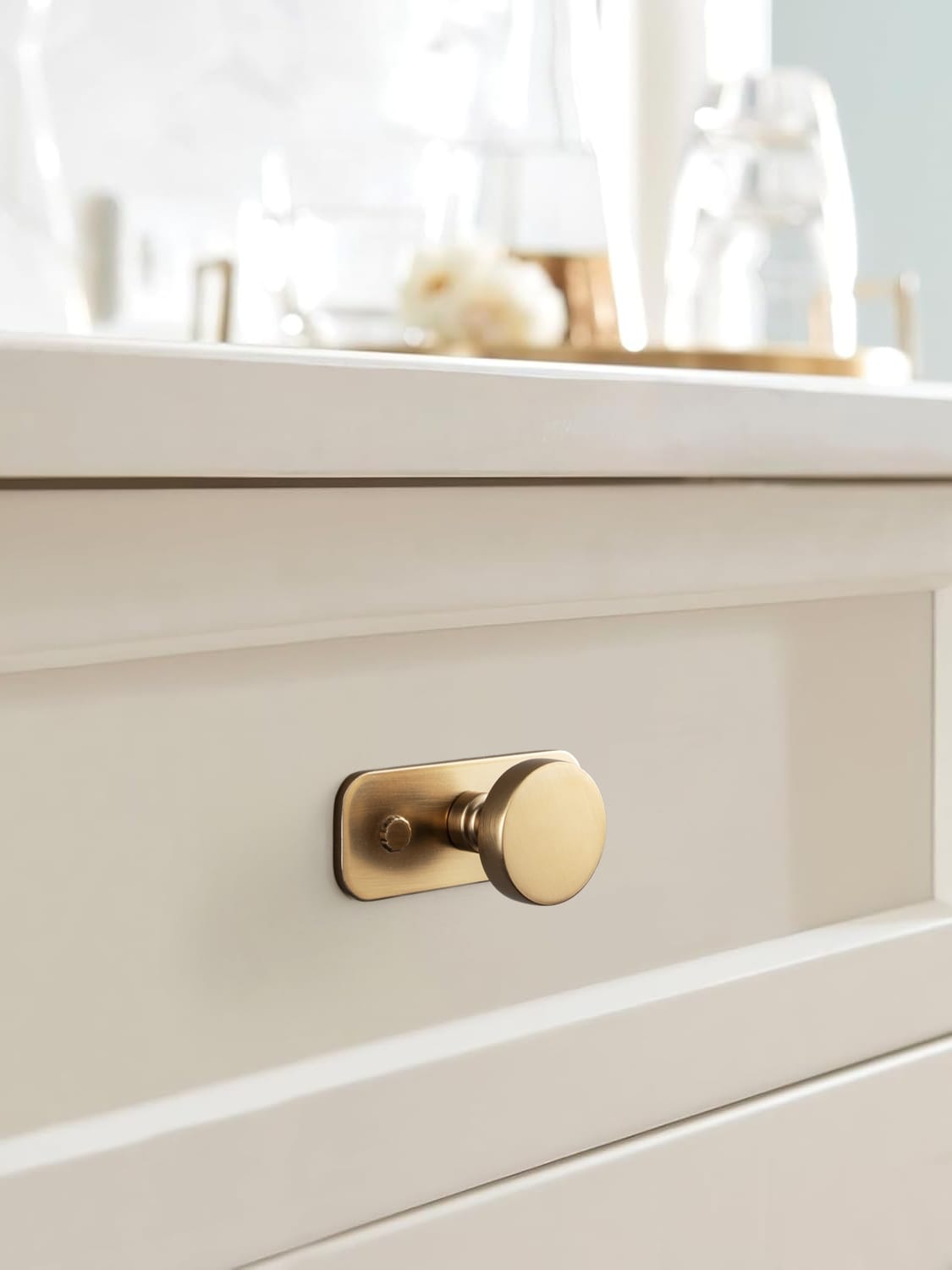 Goo-Ki 6 Pack Vintage Brass Zinc Alloy Cabinet Knob with Back Plate Single Hole Center Kitchen Hardware