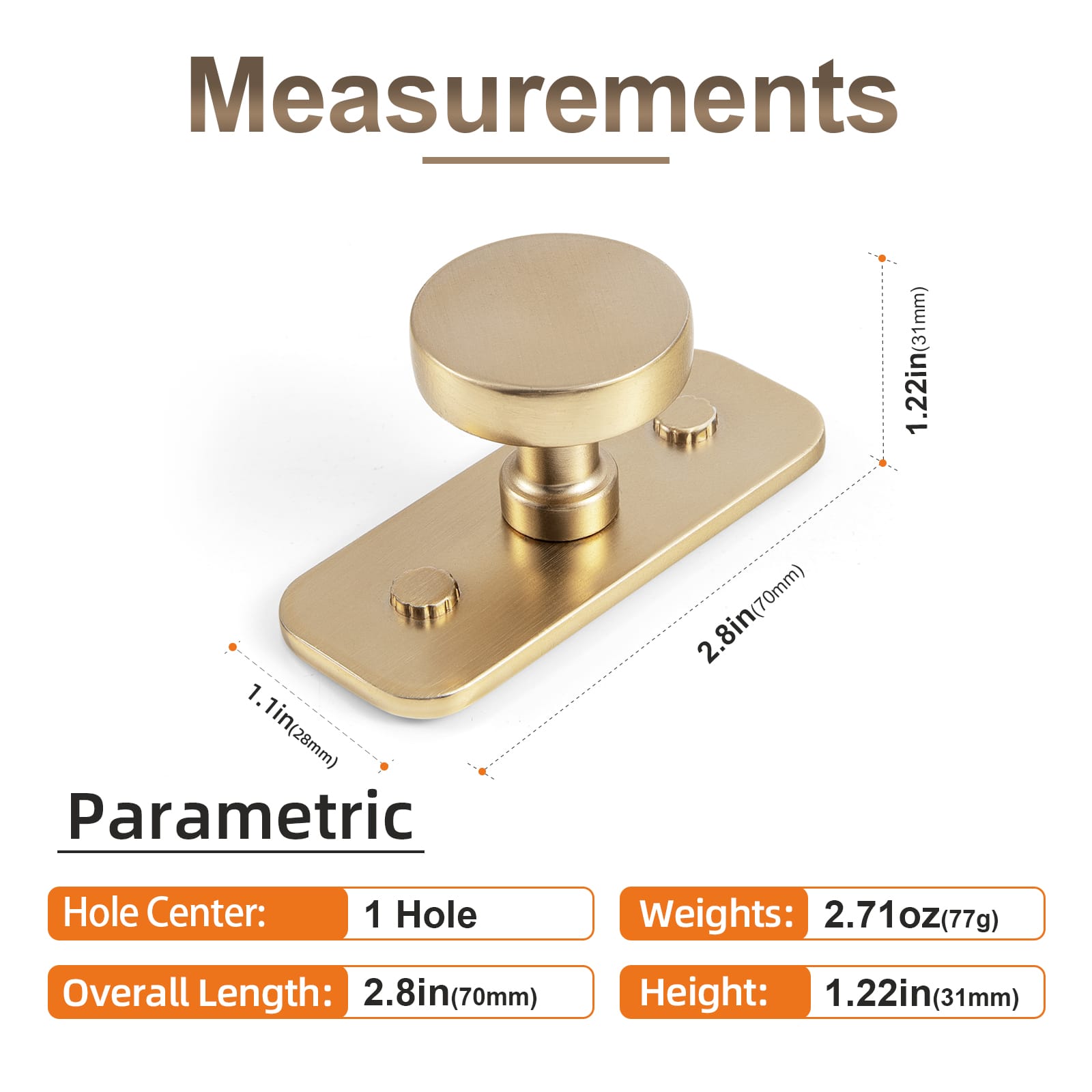 Goo-Ki 6 Pack Vintage Brass Zinc Alloy Cabinet Knob with Back Plate Single Hole Center Kitchen Hardware