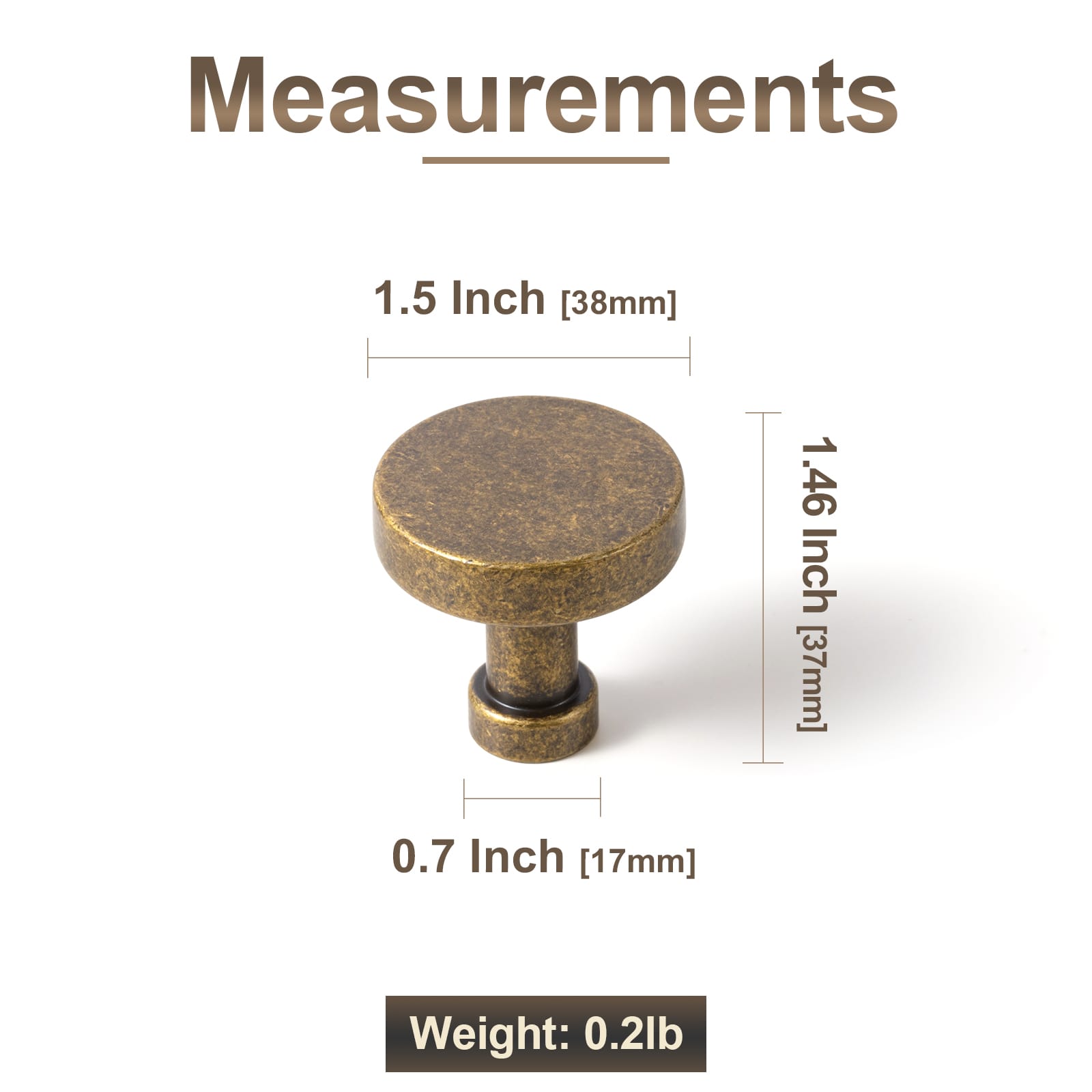 Goo-Ki 6 Pack Vintage Brass Zinc Alloy Cabinet Knob with Back Plate Single Hole Center Kitchen Hardware