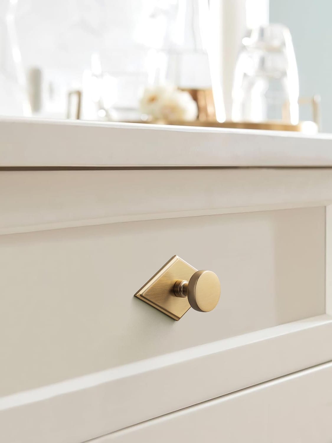 Goo-Ki 6 Pack Vintage Brass Zinc Alloy Cabinet Knob with Back Plate Single Hole Center Kitchen Hardware