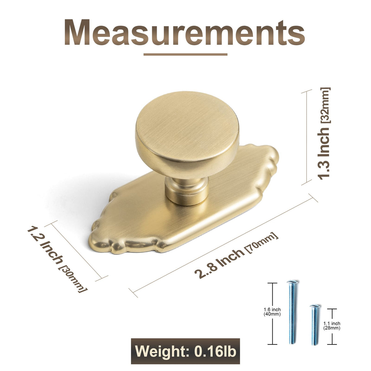 Goo-Ki 6 Pack Vintage Brass Zinc Alloy Cabinet Knob with Back Plate Single Hole Center Kitchen Hardware