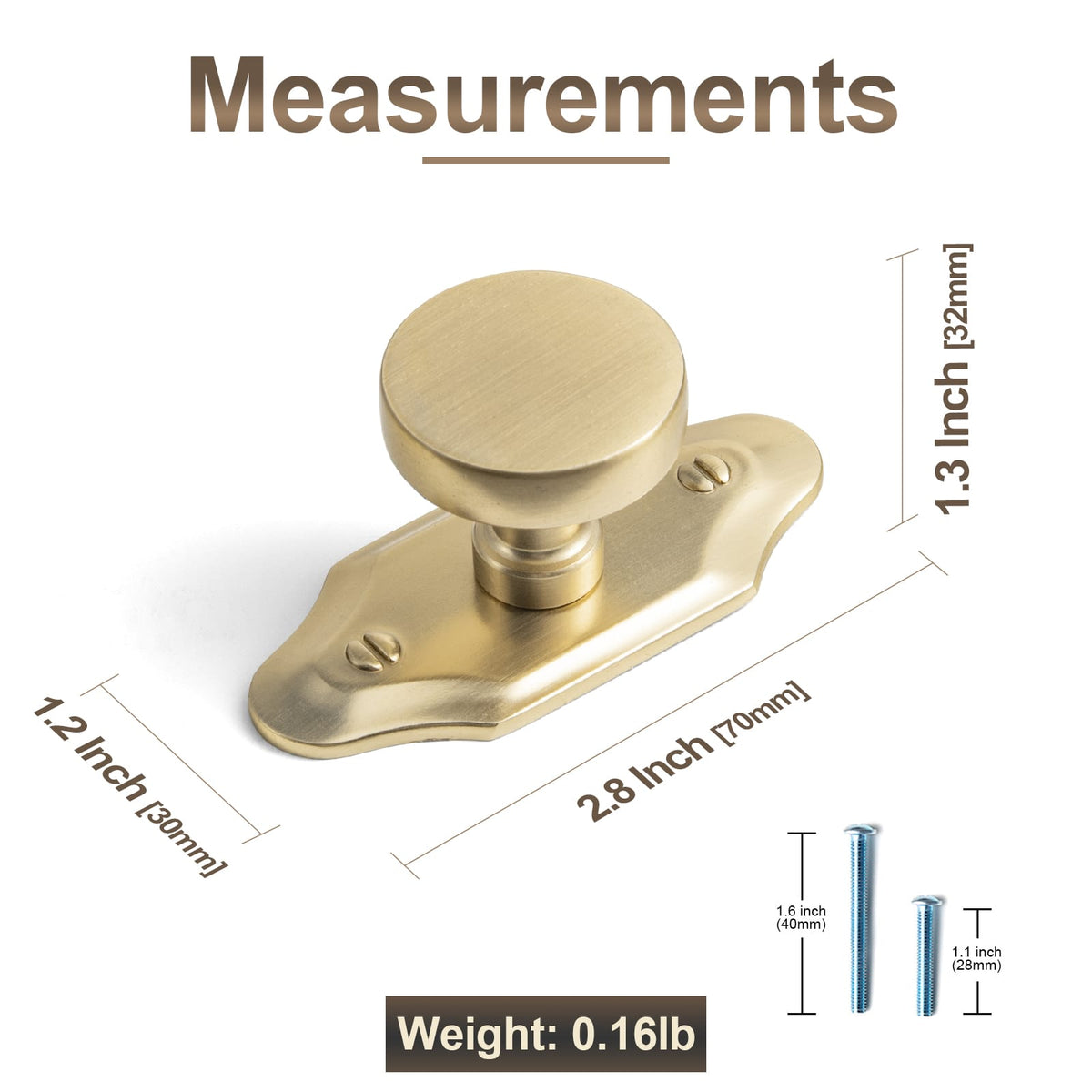 Goo-Ki 6 Pack Vintage Brass Zinc Alloy Cabinet Knob with Back Plate Single Hole Center Kitchen Hardware