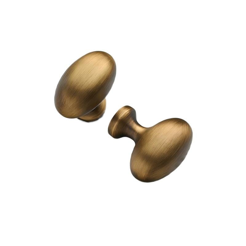 Goo-Ki Antique Brass / 1.4'' Diameter Knob / 2 Pack Vintage Style Solid Brass Oval Pigeon Egg Shape 1.4 Inch Diameter Cabinet Knobs for Kitchen & Bathroom