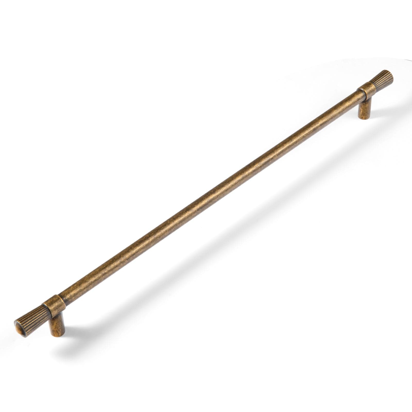 Goo-Ki Antique Brass / 12.6'' Hole Center / 6 Pack Distinctive Stylish Zinc Alloy Cabinet Handles Featuring Textured Ribbed Ends